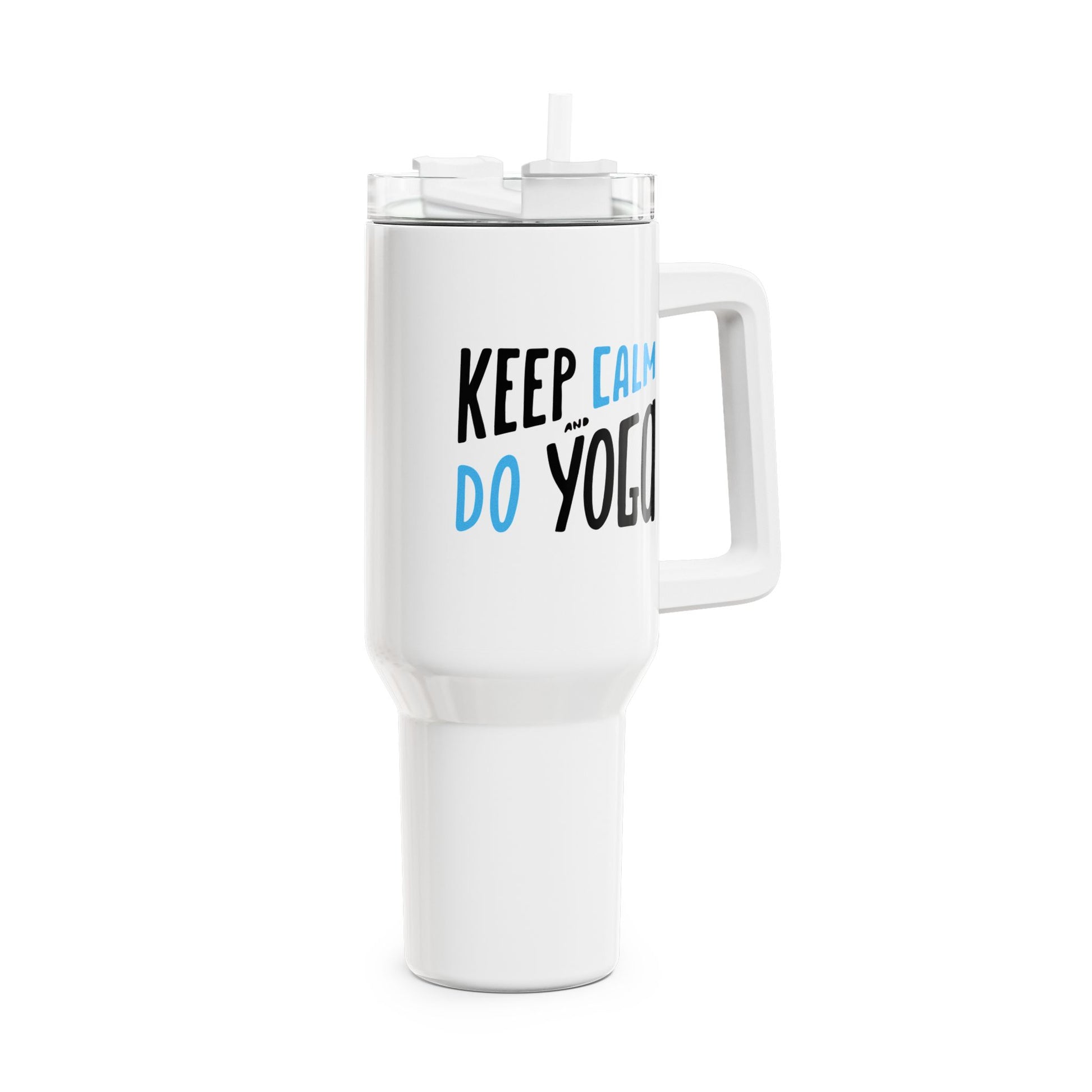 KEEP CALM DO YOGA  • Tumbler mit Henkel & Strohhalm • XXL Reisebecher 1,2L - YOGA SANTA
