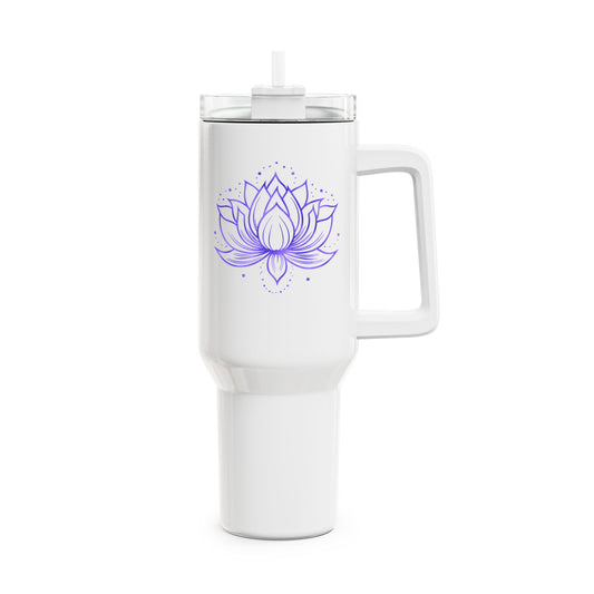 LOTUSBLÜTE LILA VIOLET • Tumbler mit Henkel & Strohhalm • XXL Reisebecher 1,2L