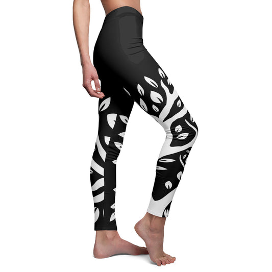 BAUM DES LEBENS • Olivenbaum Pflanzenblätter Naturmotiv • Damen Leggins Schwarz • Beste Leggings für Sport & Freizeit