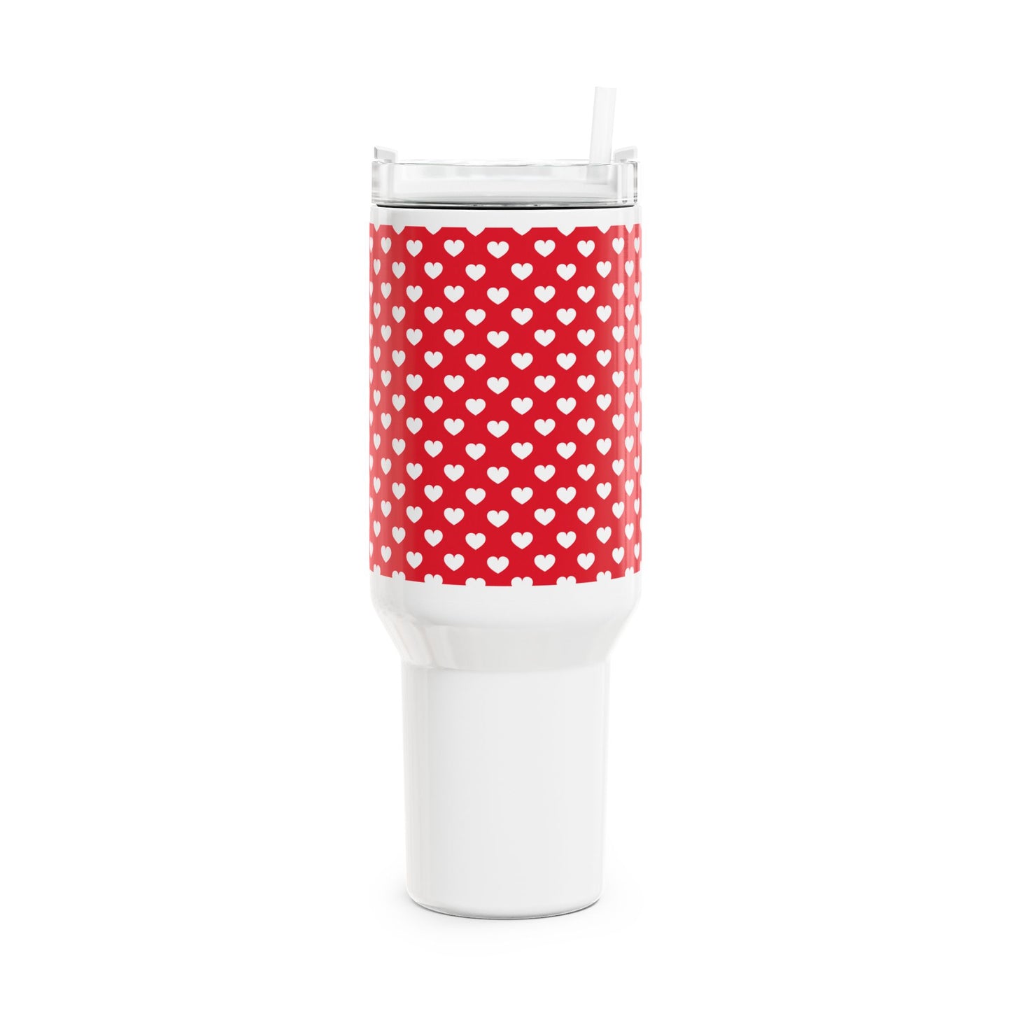 HERZ MUSTER HERZCHEN LOVE LIEBESBEWEIS • Tumbler mit Henkel & Strohhalm • XXL Reisebecher 1,2L