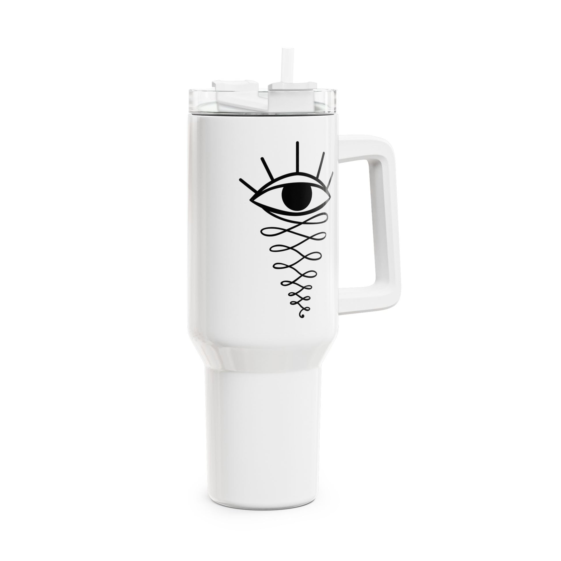 ALLSEHENDES AUGE & ENDLOSER KNOTEN - SHRIVATA • Tumbler mit Henkel & Strohhalm • XXL Reisebecher 1,2L - YOGA SANTA