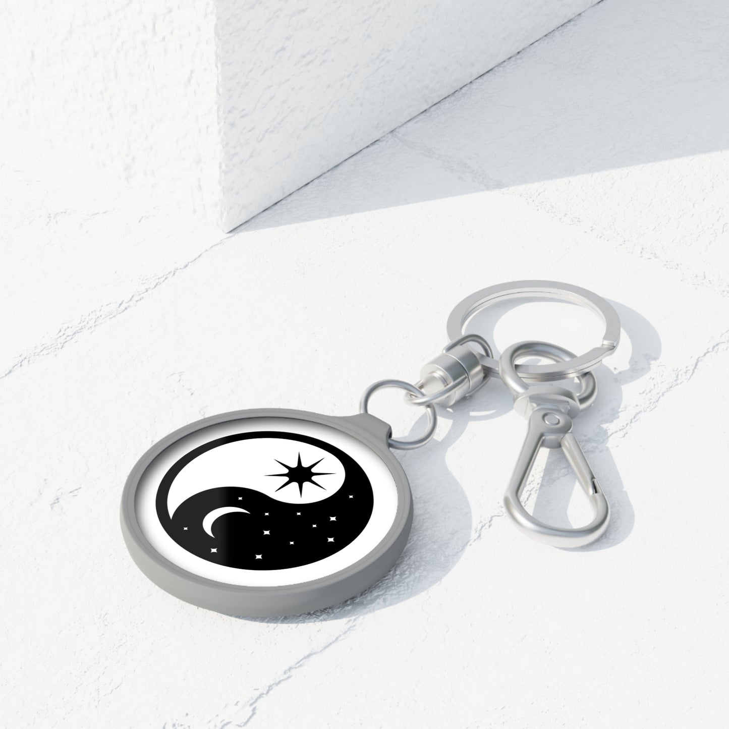 SONNE MOND - YING YANG • Edler Luxus Schlüsselanhänger mit Karabiner für Frauen & Männer