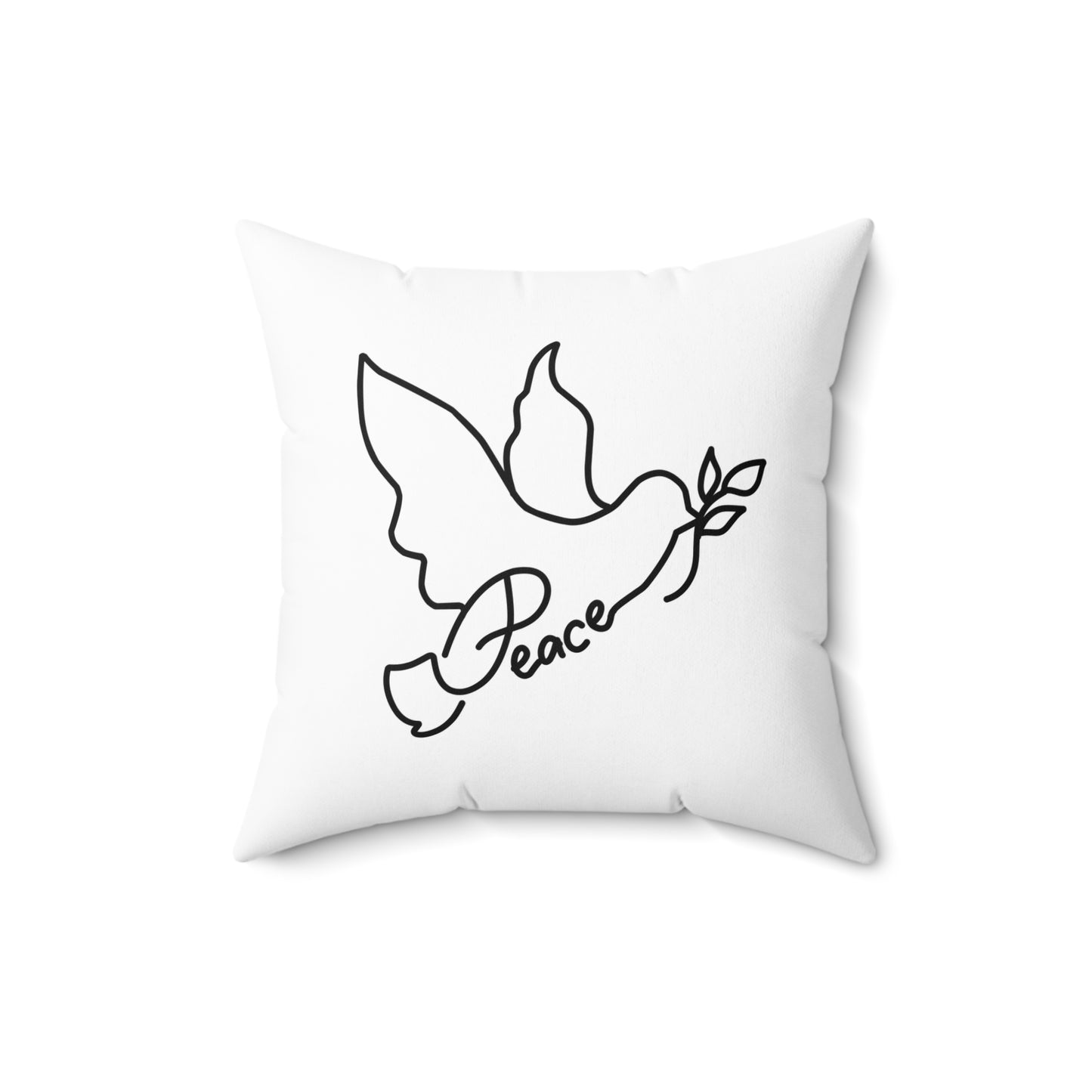 FRIEDENSTAUBE PEACE SCHRIFT ÄSTHETISCHER VOGEL • Deko Kissen mit Reißverschluss Quadratisch Weiss