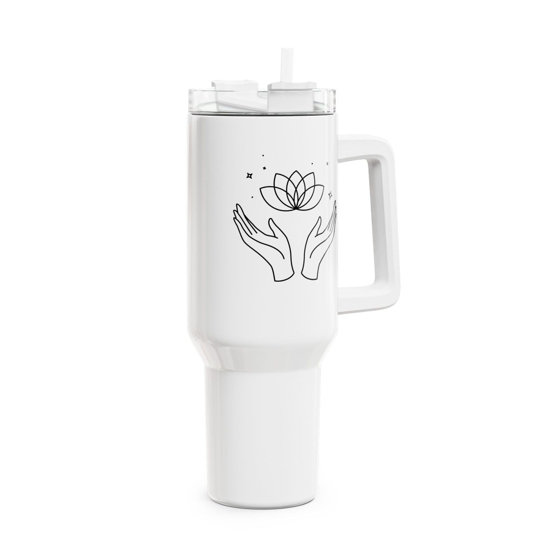 LOTUS MAGIE ZAUBER SPIRITUELLES SYMBOL • Tumbler mit Henkel & Strohhalm • XXL Reisebecher 1,2L - YOGA SANTA