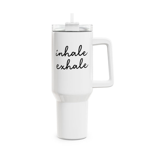 INHALE EXHALE - YOGA SPRUCH FITNESS • Tumbler mit Henkel & Strohhalm • XXL Reisebecher 1,2L - YOGA SANTA