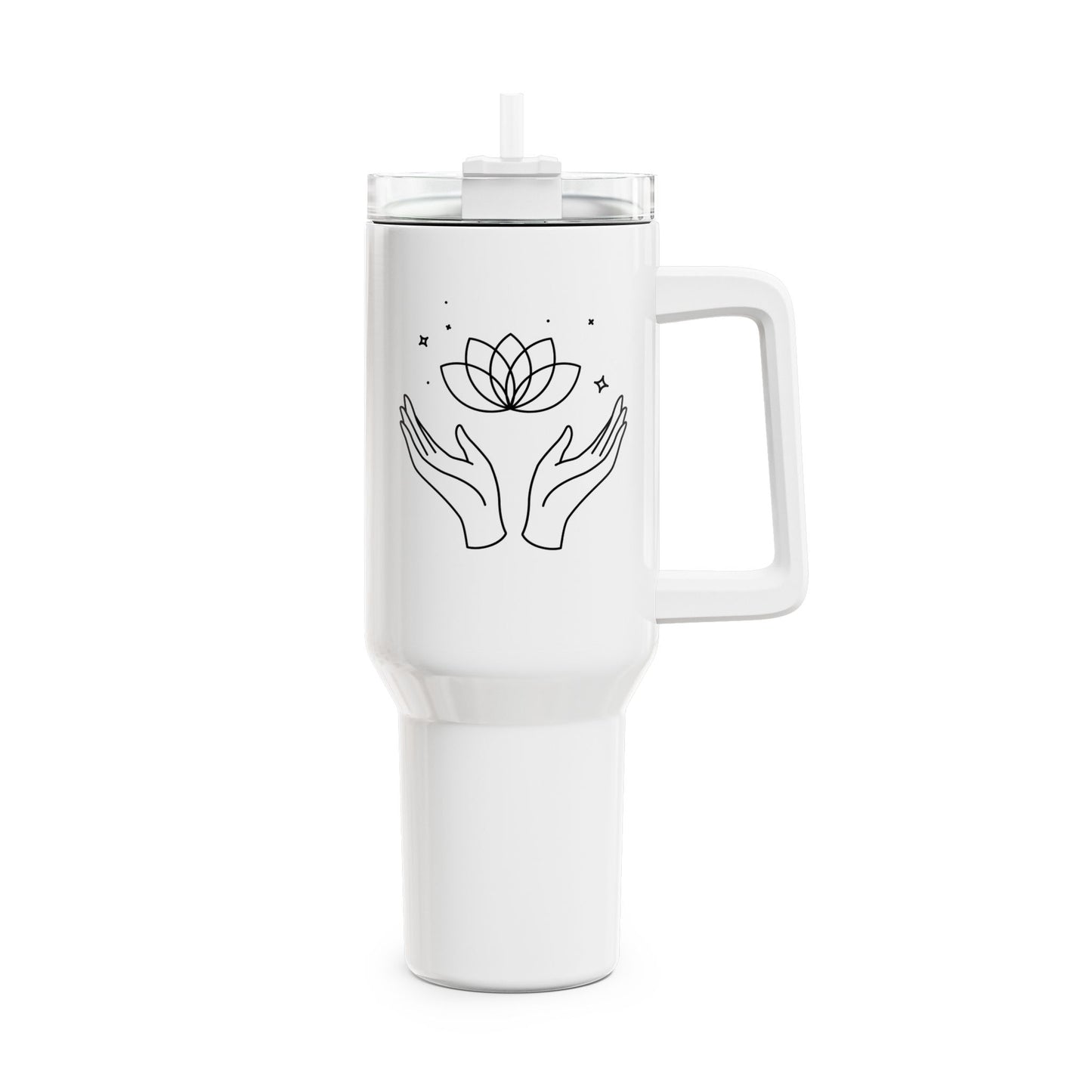 LOTUS MAGIE ZAUBER SPIRITUELLES SYMBOL • Tumbler mit Henkel & Strohhalm • XXL Reisebecher 1,2L - YOGA SANTA