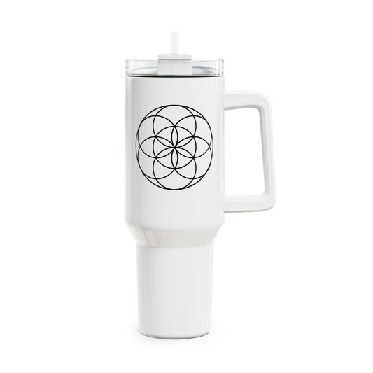 SEED OF LIFE - Samen des Lebens • Heilige Geometrie • Tumbler mit Henkel & Strohhalm • XXL Reisebecher 1,2L - YOGA SANTA