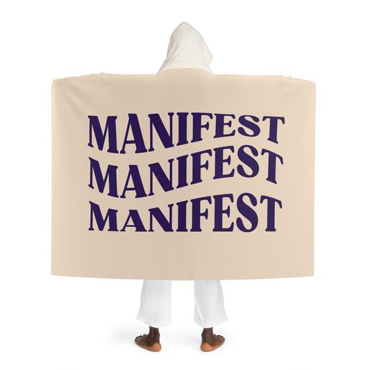 MANIFEST - Positive Affirmatioin • Kapuzen Kuscheldecke Beige Creme • Wohndecke Sherpa 130cm x 180cm