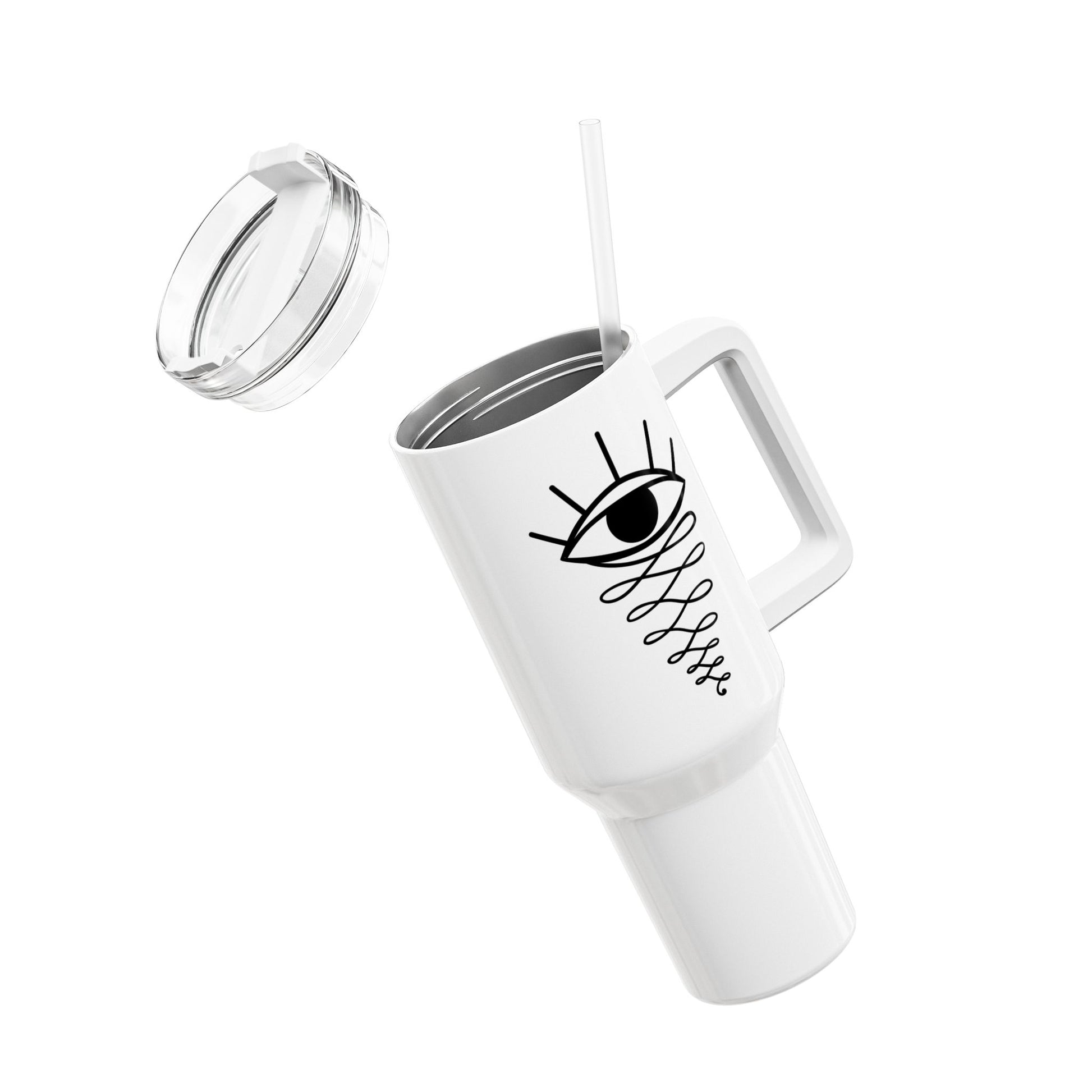 ALLSEHENDES AUGE & ENDLOSER KNOTEN - SHRIVATA • Tumbler mit Henkel & Strohhalm • XXL Reisebecher 1,2L - YOGA SANTA