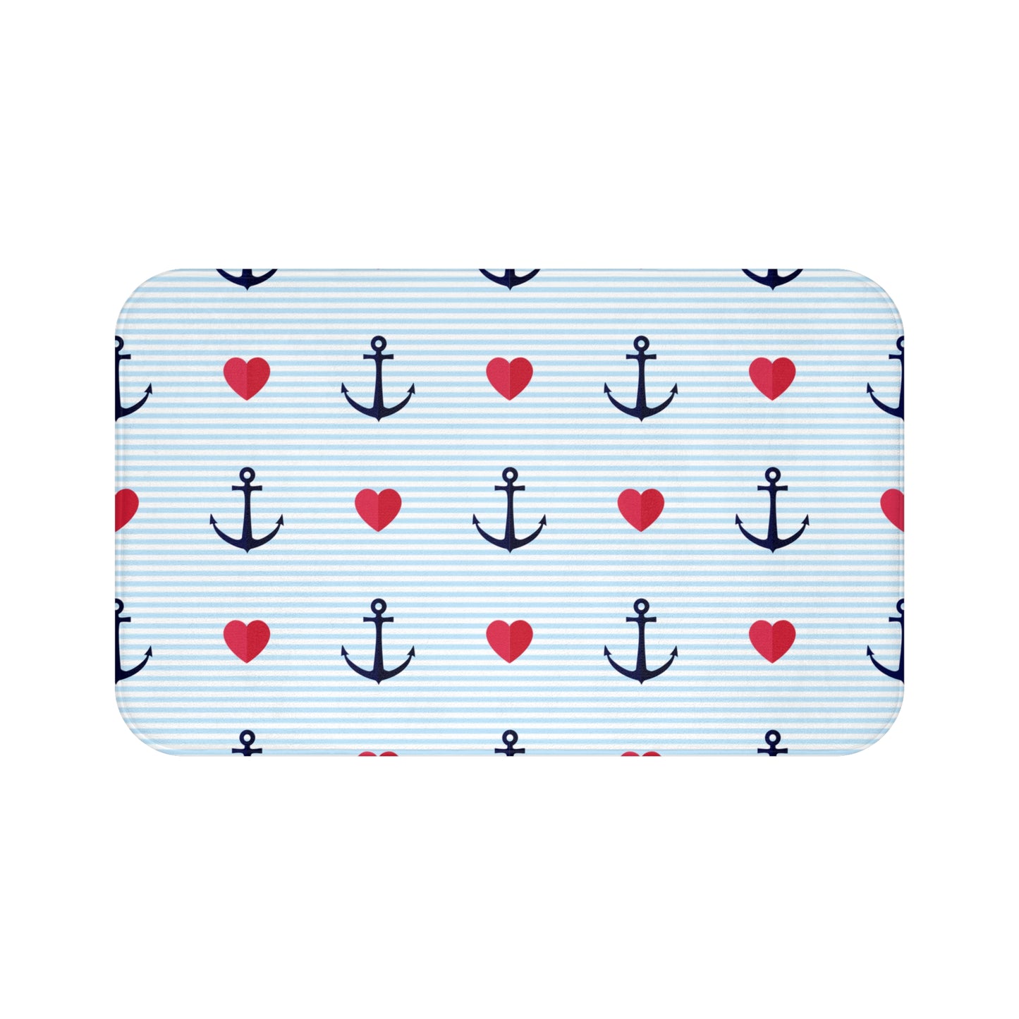 ANKER HERZEN MUSTER KAPITÄN BOOT • Badvorleger / Fussmatte / Badteppich EXTRA Weich • 43 x 61 cm & 53 x 86 cm