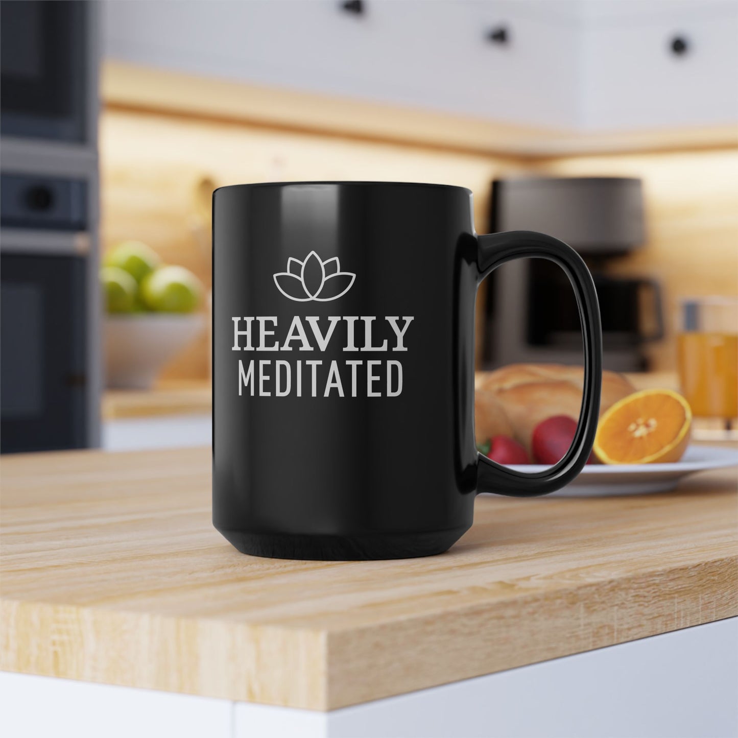 HEAVILY MEDITATED - YOGA SPRUCH HUMOR • 440ml XXL Kaffeebecher