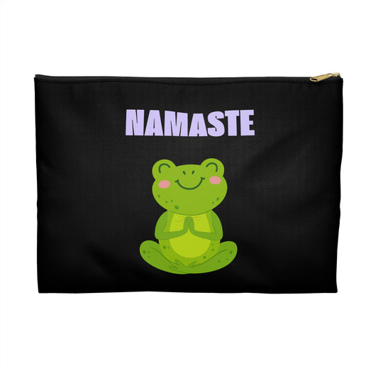 NAMASTE FROSCH COMIC SÜß NIEDLICH CLIPART • Handtaschen Organizer Flach mit Reißverschluss • Groß & Klein