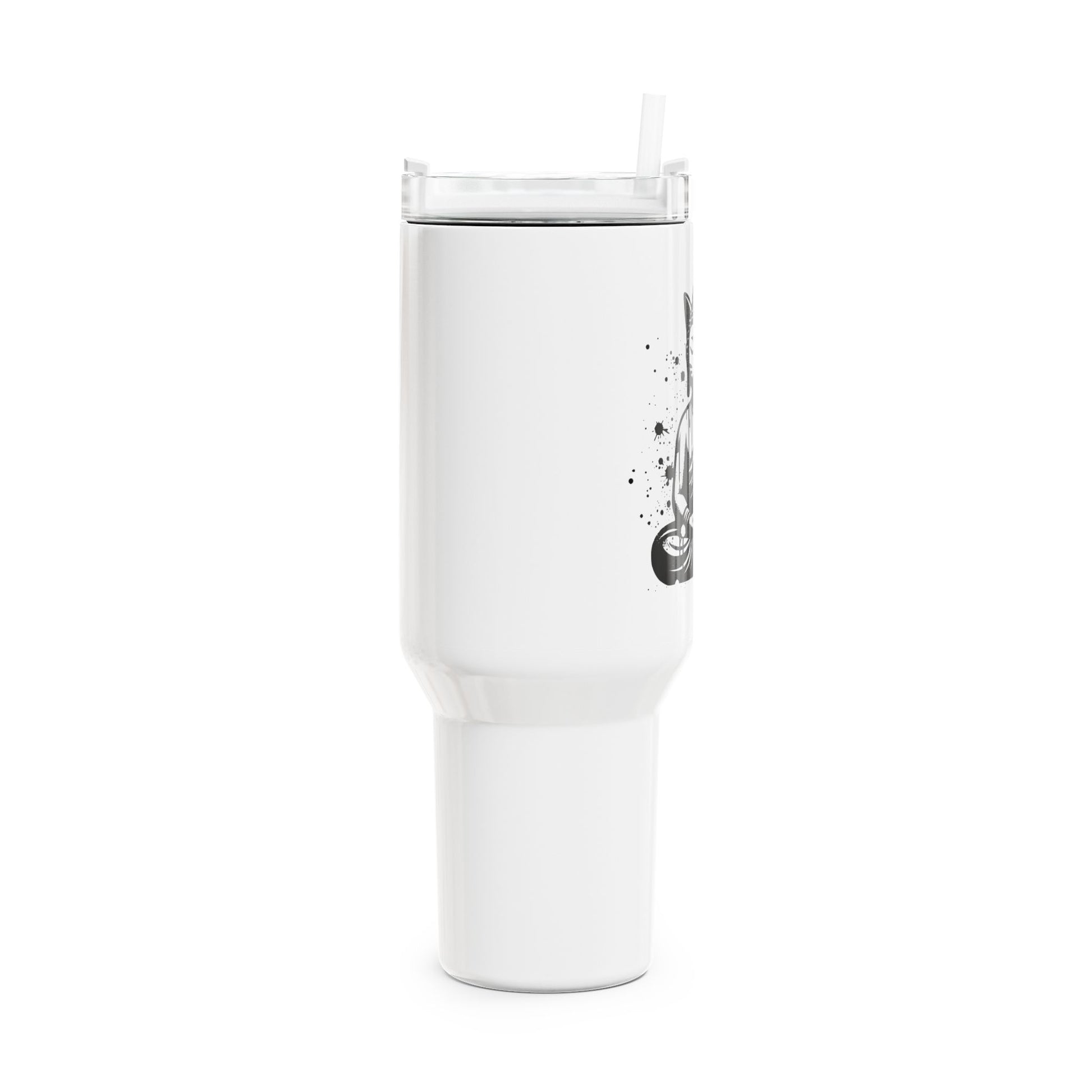 KATZEN BUDDHA FIGUR MEDITATION TIERYOGA • Tumbler mit Henkel & Strohhalm • XXL Reisebecher 1,2L - YOGA SANTA