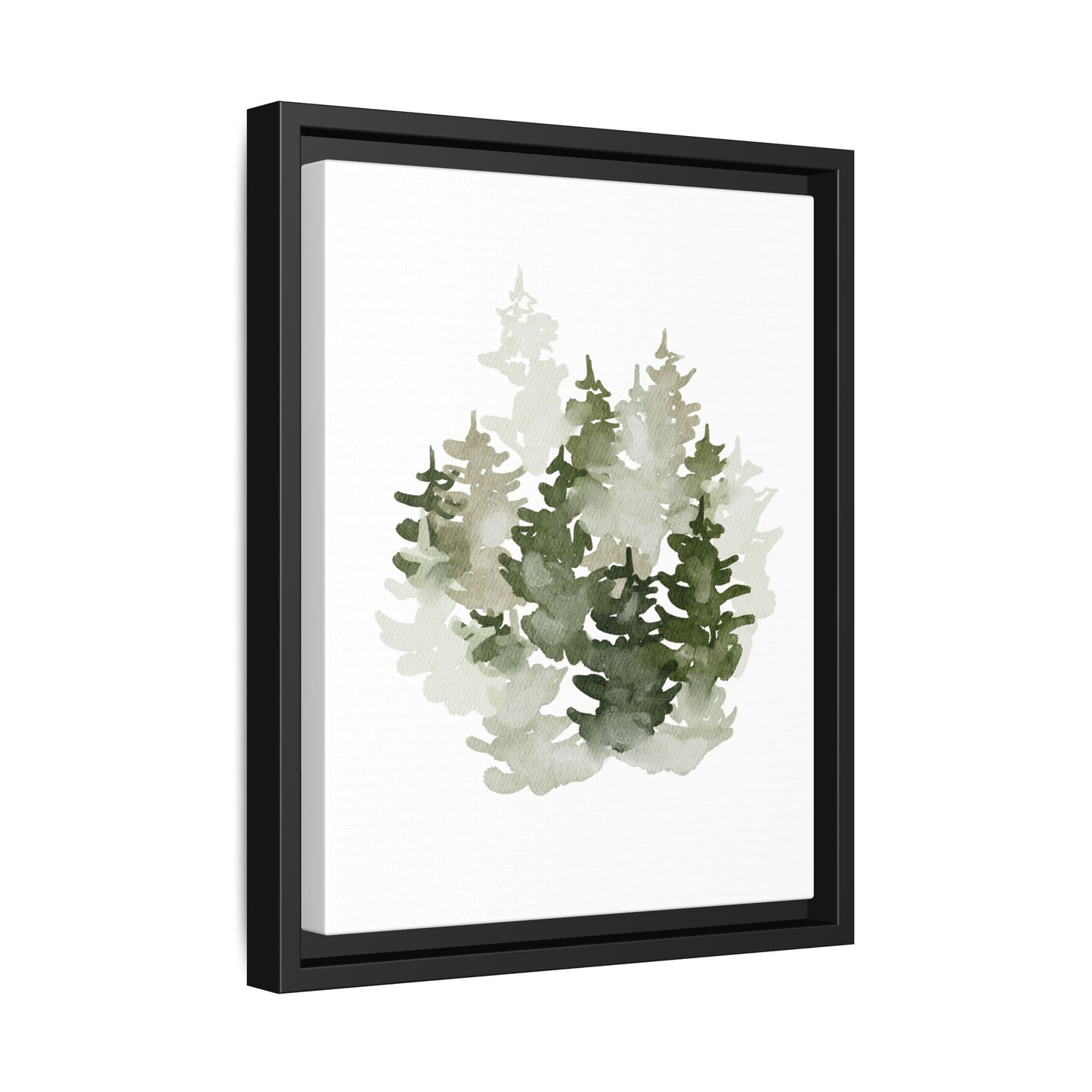 Wald Aquarell Zeichnung • Naturmotiv Gerahmte Leinwand  Schwarz Weiss er Holzrahmen • Framed (Multi-color)