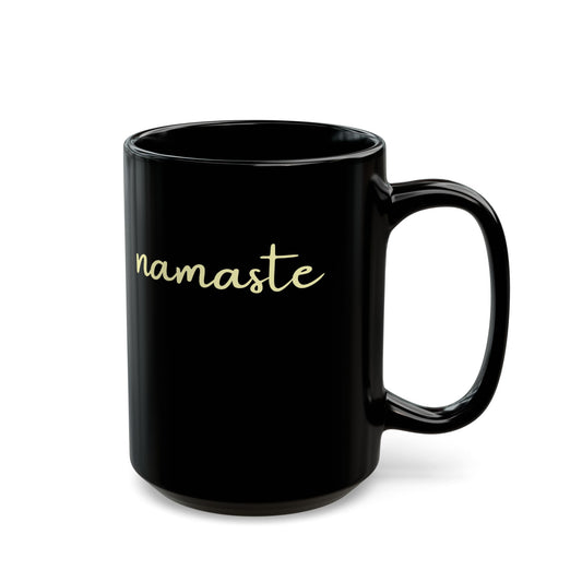 NAMASTE YOGA SPRUCH • Spiritueller Schriftzug • 440ml XXL Kaffeebecher Schwarz - YOGA SANTA