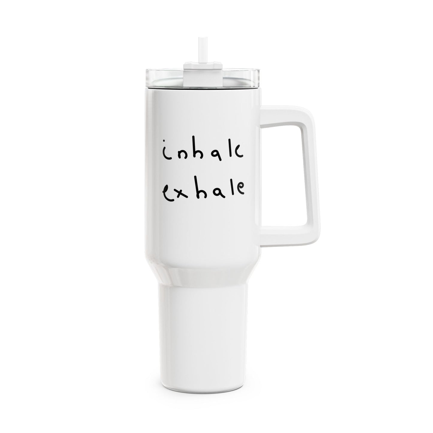 INHALE EXHALE - YOGA MEDITATION FITNESS SPRUCH • Tumbler mit Henkel & Strohhalm • XXL Reisebecher 1,2L - YOGA SANTA