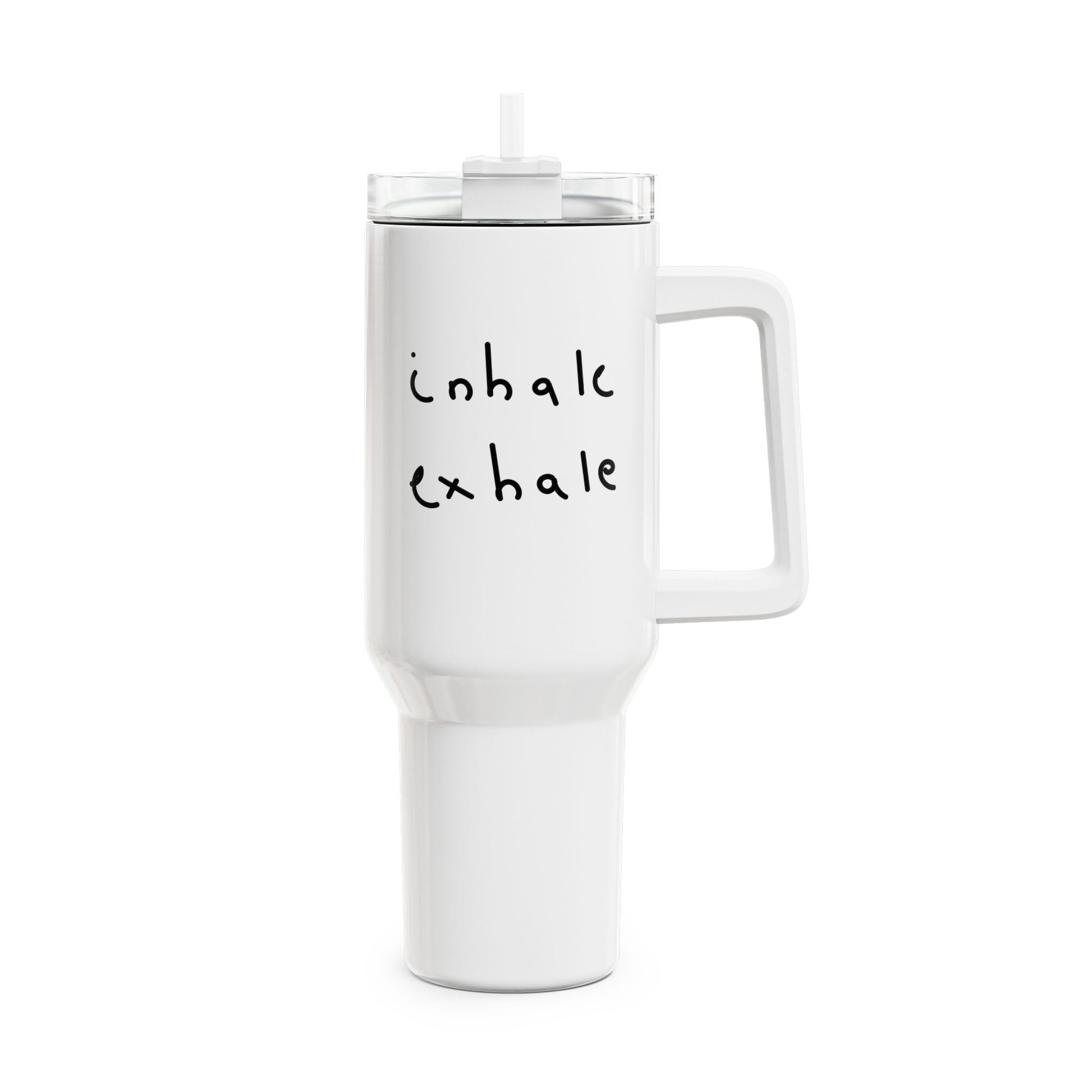 INHALE EXHALE - YOGA MEDITATION FITNESS SPRUCH • Tumbler mit Henkel & Strohhalm • XXL Reisebecher 1,2L - YOGA SANTA