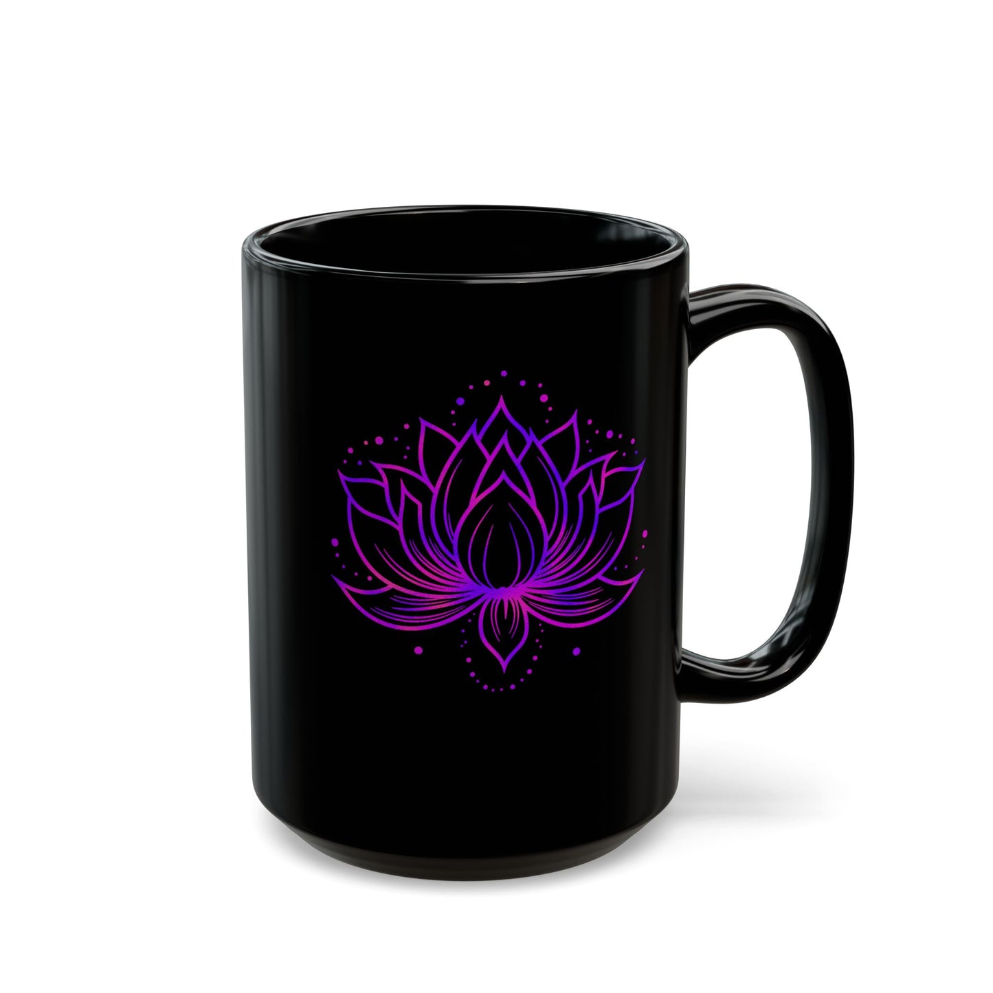 LOTUSBLÜTE LILA VIOLET PINK • 440ml XXL Kaffeebecher Schwarz - YOGA SANTA
