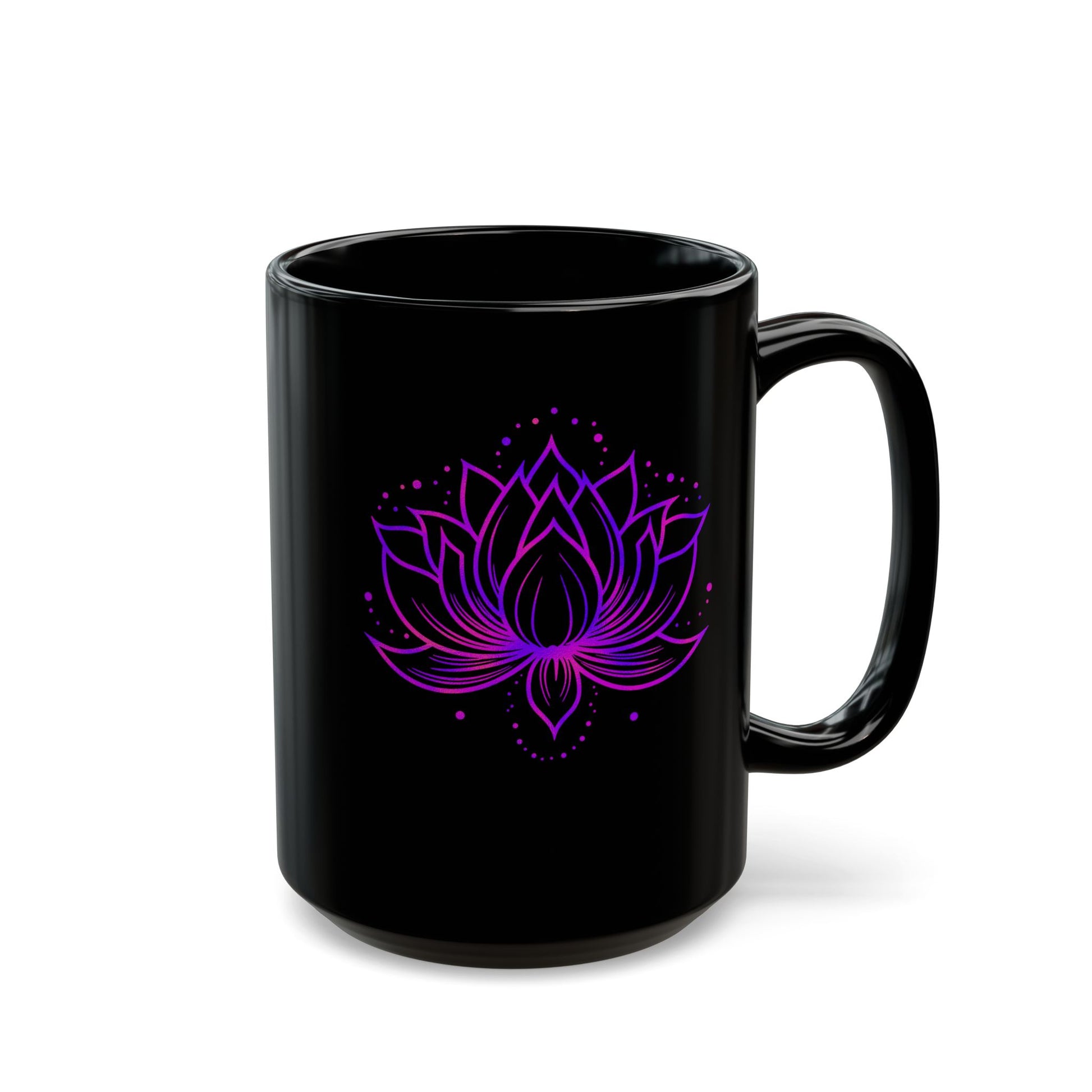 LOTUSBLÜTE LILA VIOLET PINK • 440ml XXL Kaffeebecher Schwarz - YOGA SANTA