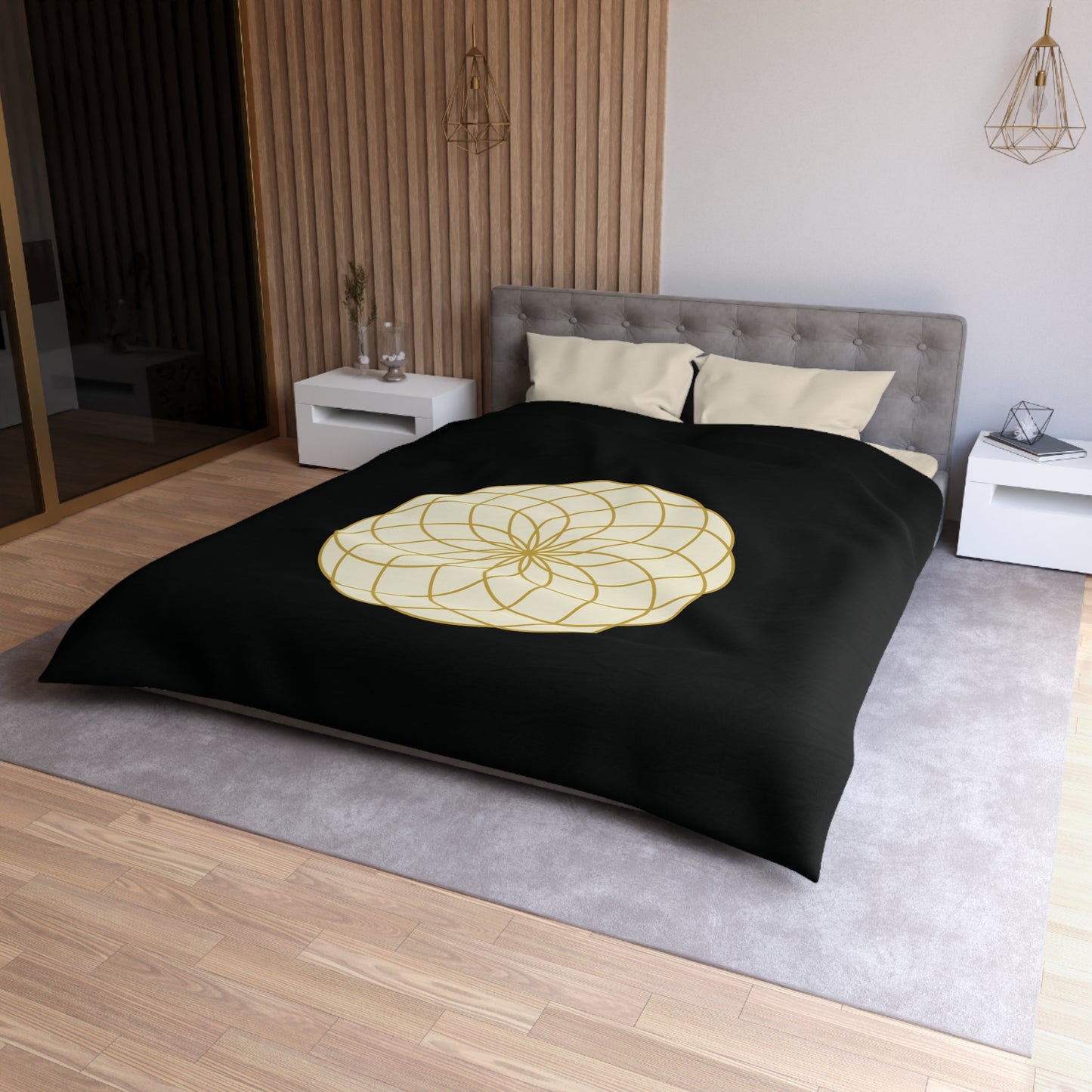 BLUME DES LEBENS  • Luxus Fleece Kuschelweich Bettwäsche Schwarz 200x200 cm &  220x240 cm