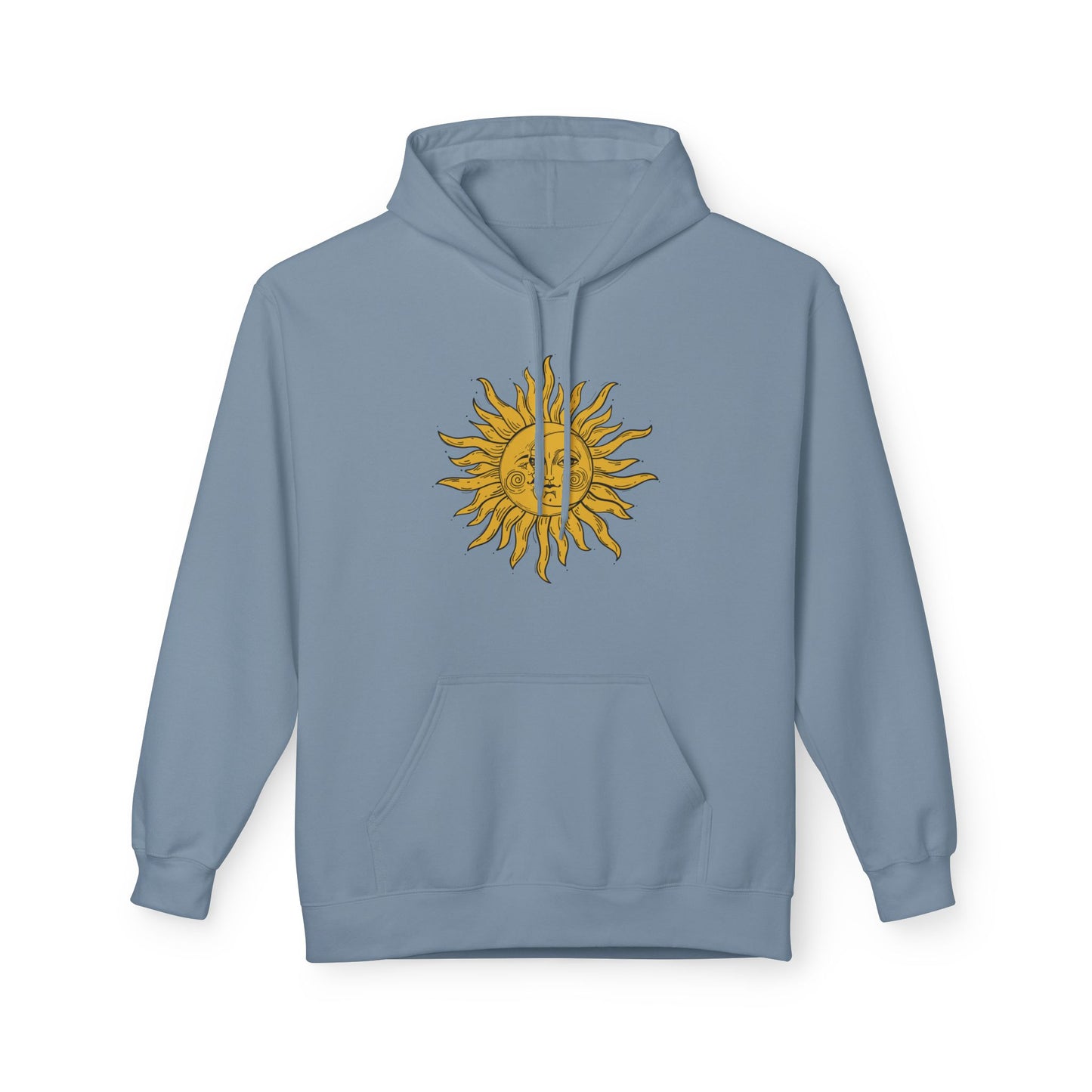 SONNE MOND VINTAGE RENTRO Zeichnung • Fleece Hoodie für Damen & Herren • Baumwolle 🌿