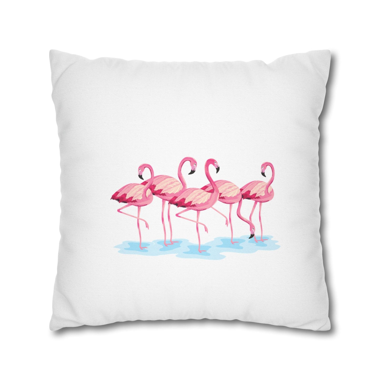 FLAMINGO COMIC PRINT • Deko Kissenbezug mit Reißverschluss Quadratisch Weiß