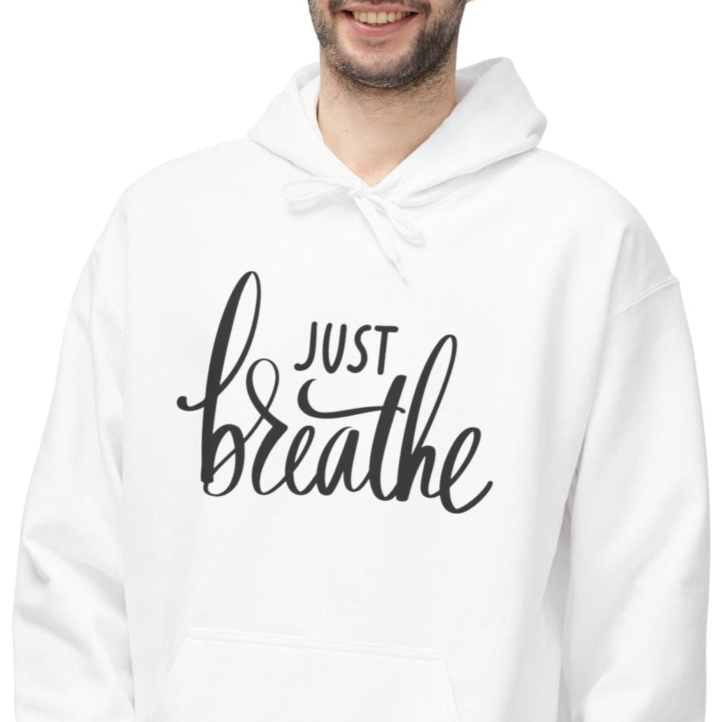 JUST BREATHE • Yoga Meditations Spruch Inspirierender Kuschelweicher Hoodie für Damen & Herren • Baumwolle 🌿