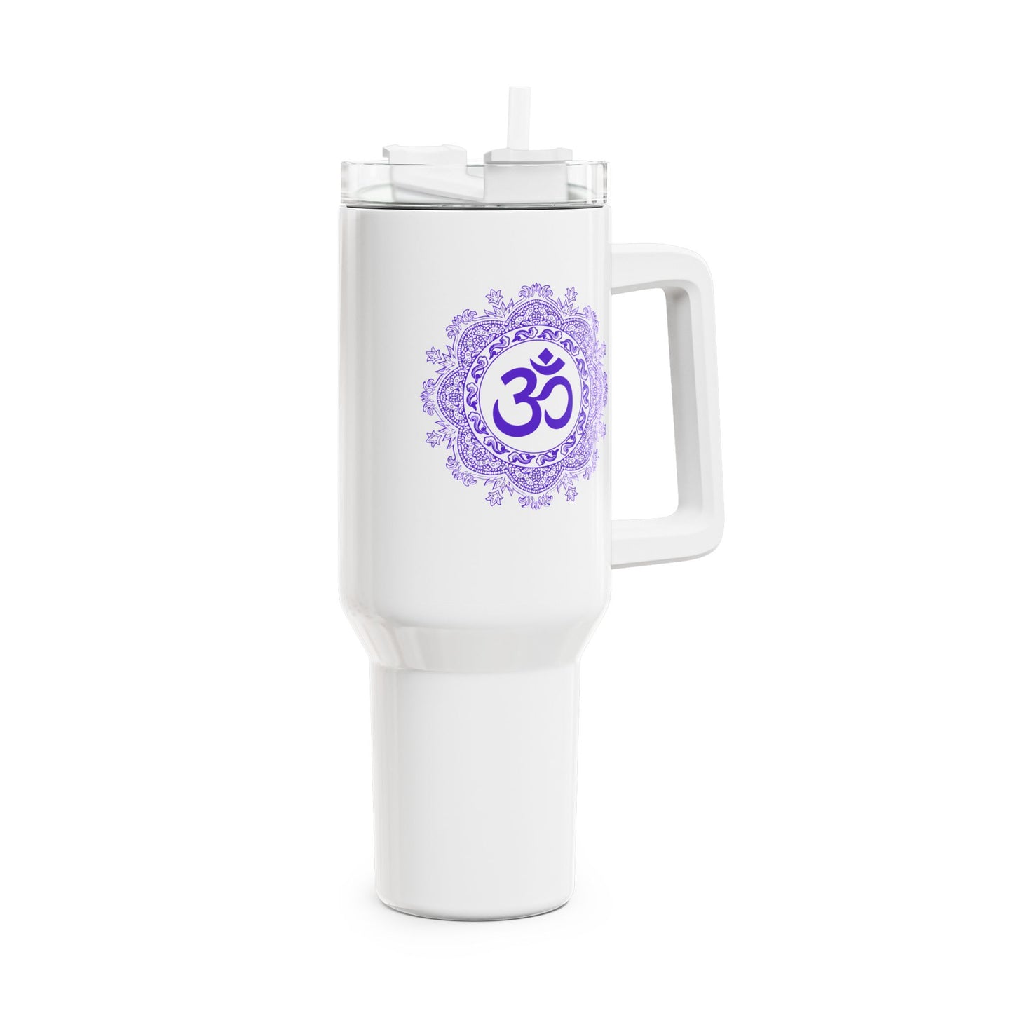 OM ZEICHEN MANDALA OHM SPIRITUELLES SYMBOL • Tumbler mit Henkel & Strohhalm • XXL Reisebecher 1,2L - YOGA SANTA