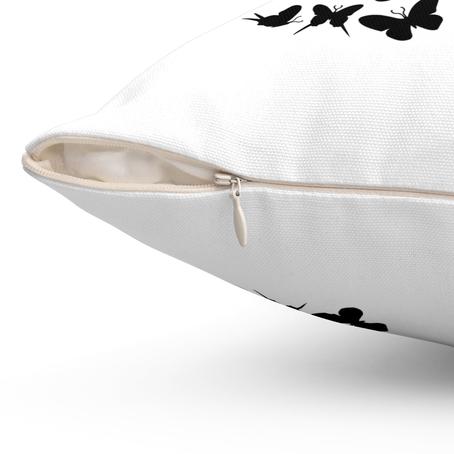 Schmetterlinge Muster • Deko Kissen mit Reißverschluss Quadratisch Weiss