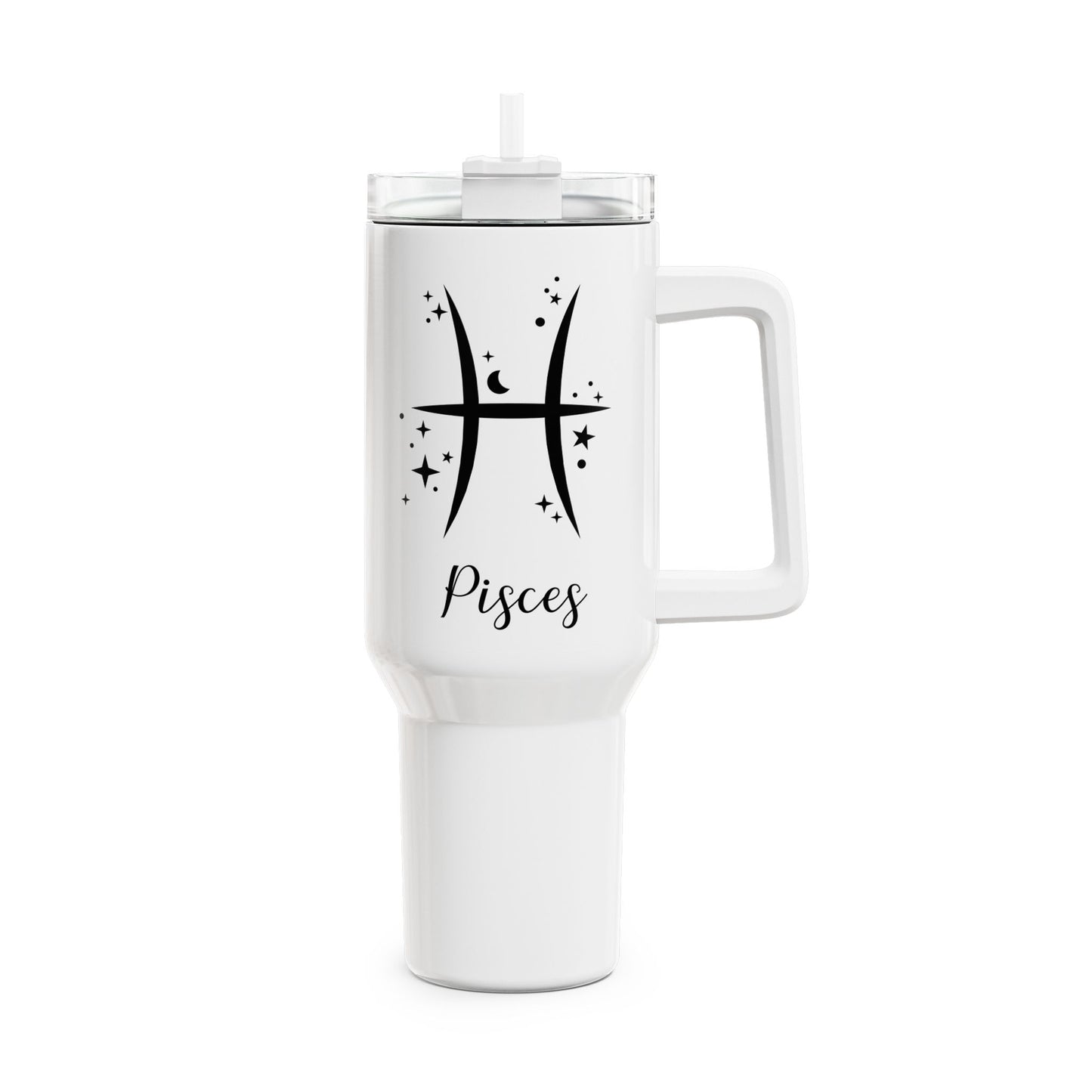 FISCHE PISCES Symbol Sterne Zeichen Tierkreiszeichen • Tumbler mit Henkel & Strohhalm • XXL Reisebecher 1,2L - YOGA SANTA