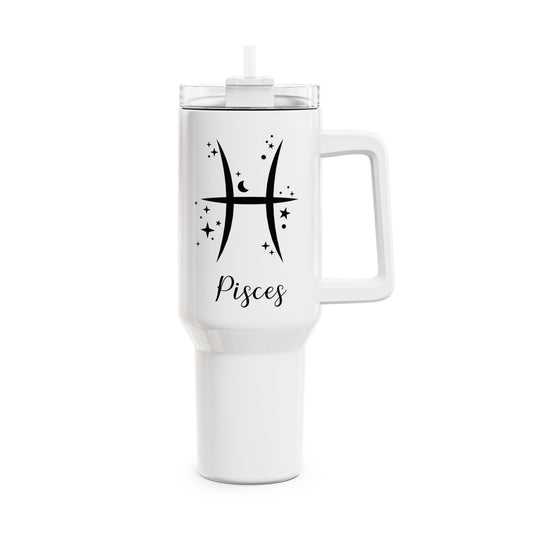 FISCHE PISCES Symbol Sterne Zeichen Tierkreiszeichen • Tumbler mit Henkel & Strohhalm • XXL Reisebecher 1,2L - YOGA SANTA