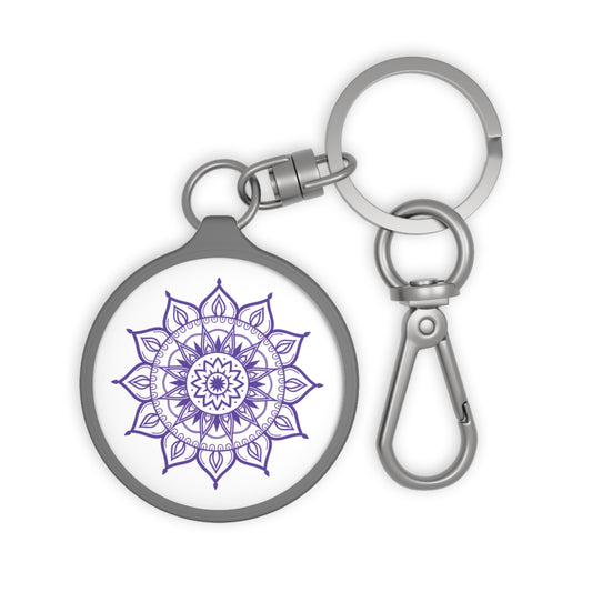 MANDALA BLUME  LILA • Edler Luxus Schlüsselanhänger mit Karabiner für Frauen & Männer