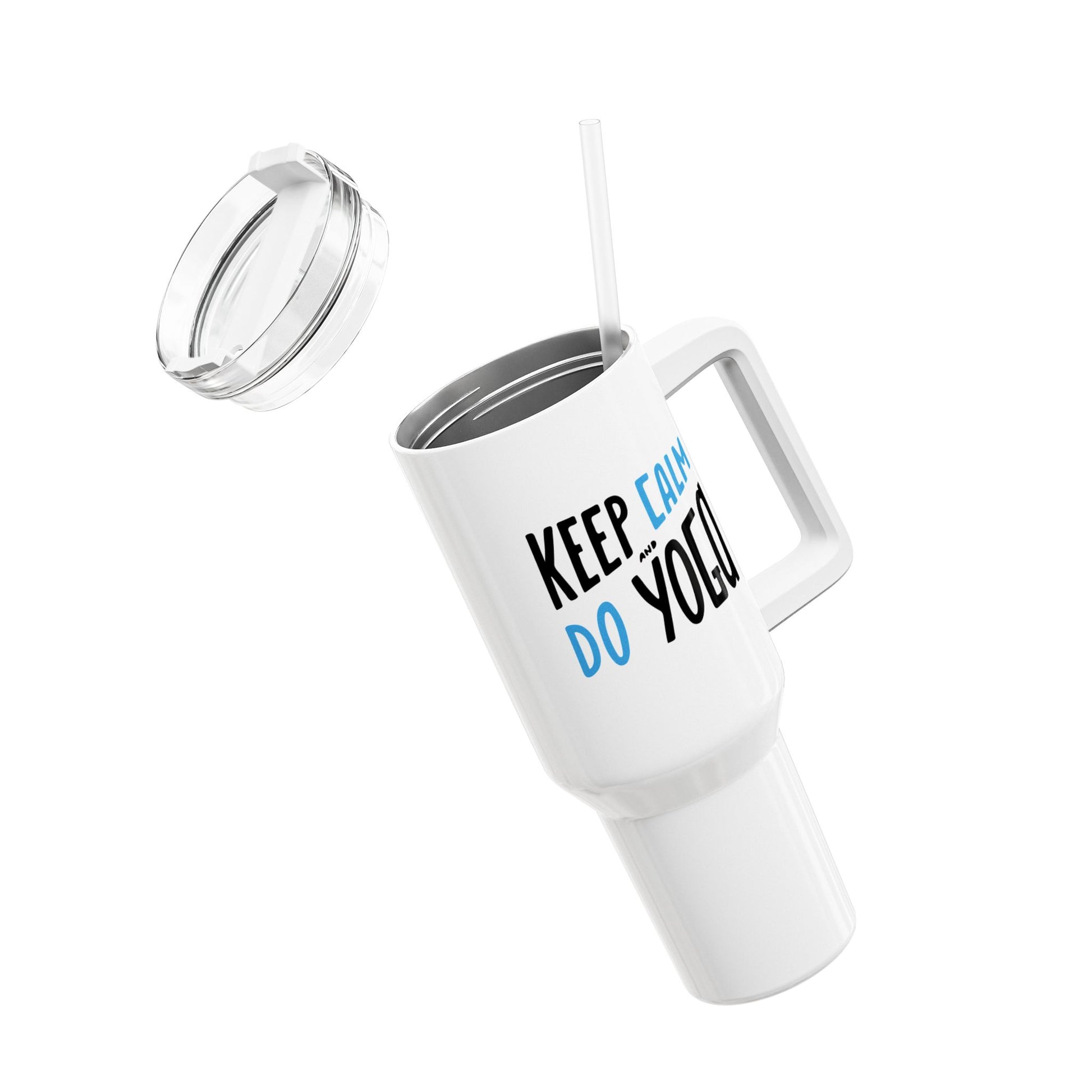 KEEP CALM DO YOGA  • Tumbler mit Henkel & Strohhalm • XXL Reisebecher 1,2L - YOGA SANTA