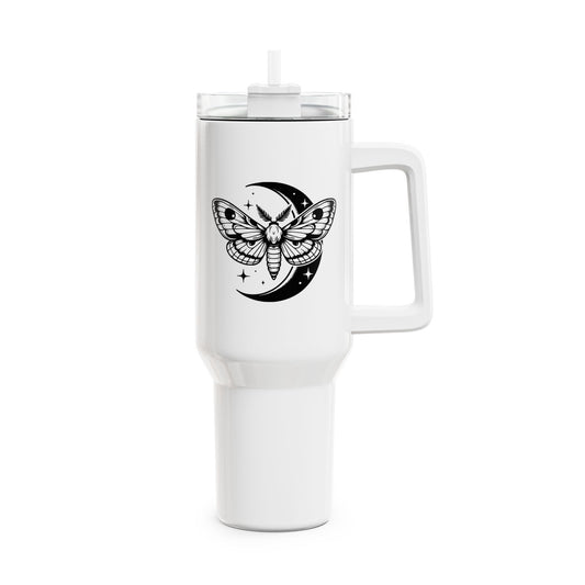 MOND STERNE MOTTE FALTER - SPIRITUELLE TRANSFORMATION • Tumbler mit Henkel & Strohhalm • XXL Reisebecher 1,2L - YOGA SANTA