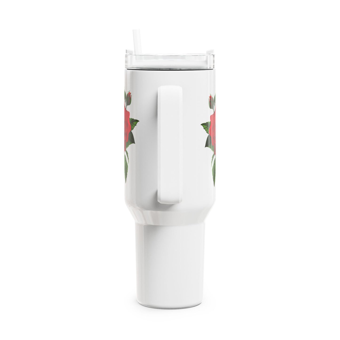ROSEN BILD ROSENBLÜTE ZEICHNUNG • Tumbler mit Henkel & Strohhalm • XXL Reisebecher 1,2L