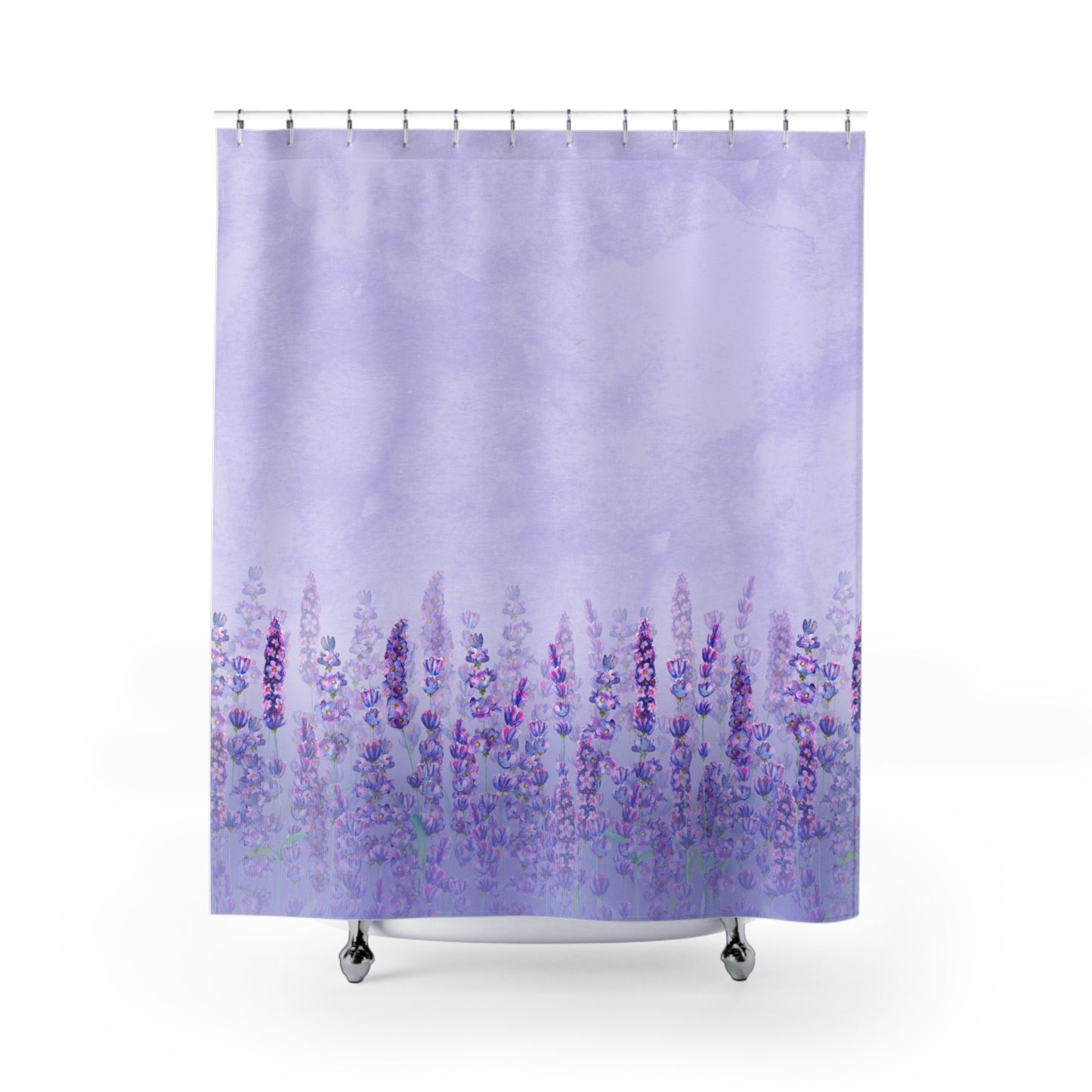FLIEDER VORHANG VIOLETTE LAVENDELBLUMEN - KUNSTDRUCK • Duschvorhang 180x200 cm Weiss