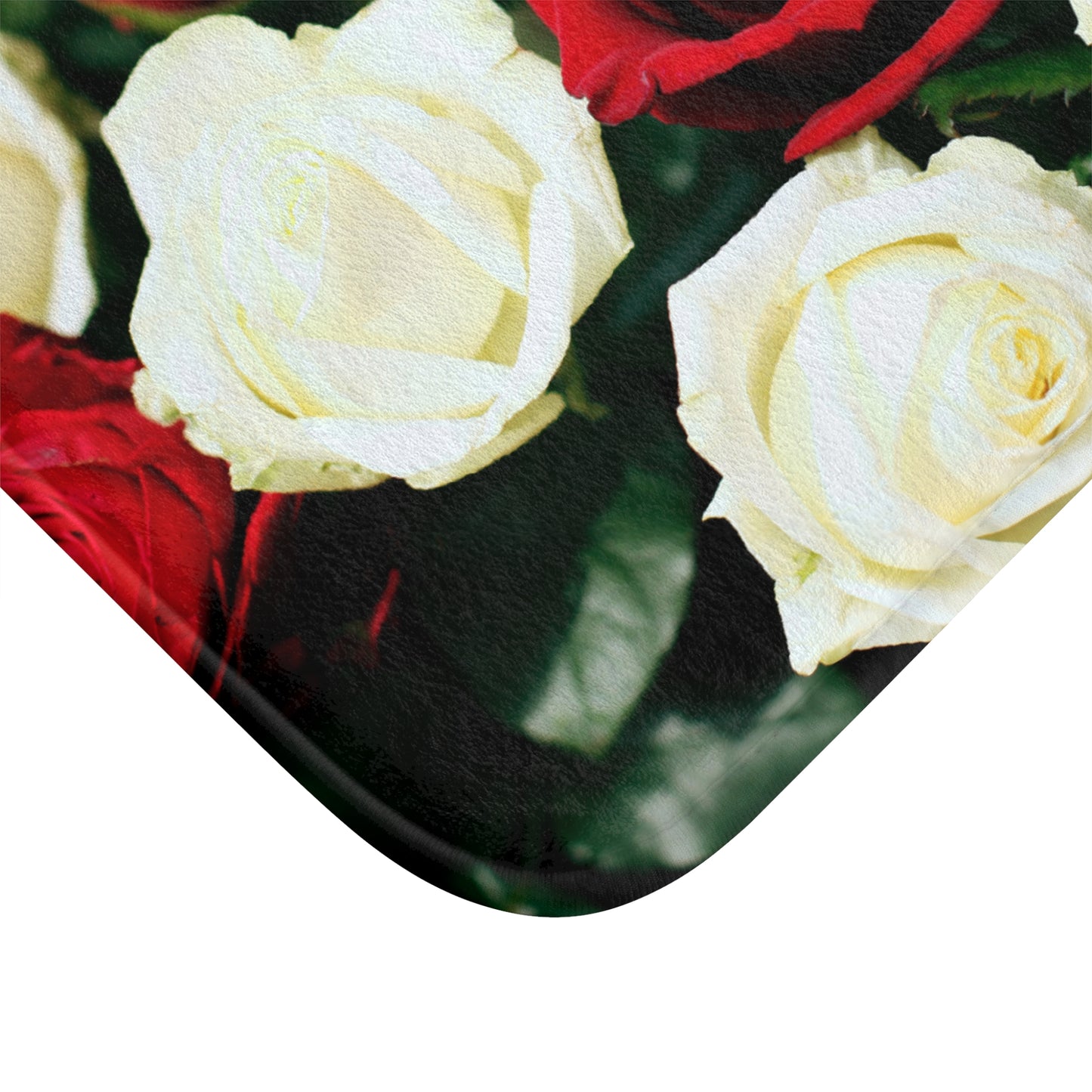 ROTE ROSEN, WEISSE • Liebesbeweis Geschenk, LOVE Liebesbotschaft ❤️ • Badvorleger / Fussmatte / Badteppich EXTRA Weich • 43 x 61 cm & 53 x 86 cm