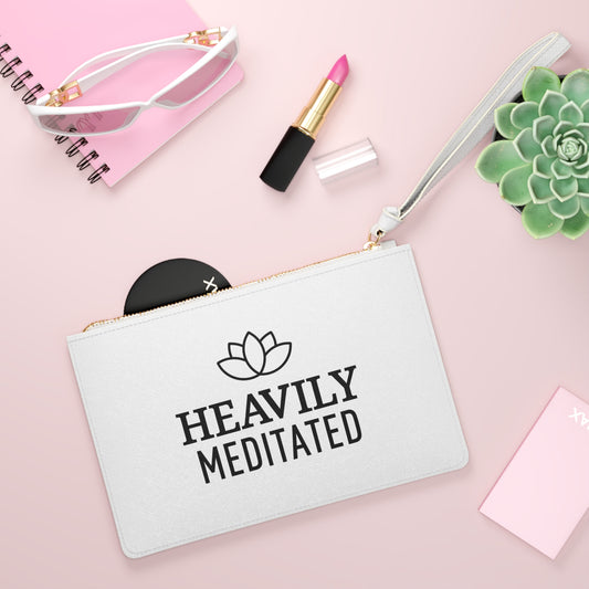 HEAVILY MEDITATED • Lotusblume Yoga Spruch Clutch Bag • Kosmetiktäschchen mit Henkel • Handtaschen Organizer • Damen Herren - YOGA SANTA
