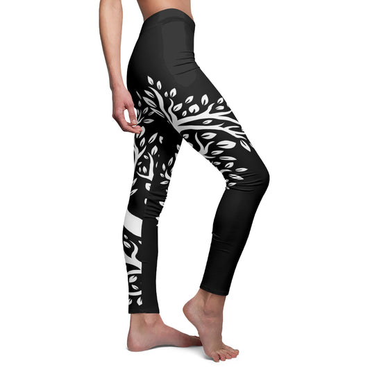 BAUM DES LEBENS • Naturmotiv Olivenbaum Äste Blätter • Ästhetische Damen Leggins Schwarz • Beste Leggings für Sport & Freizeit