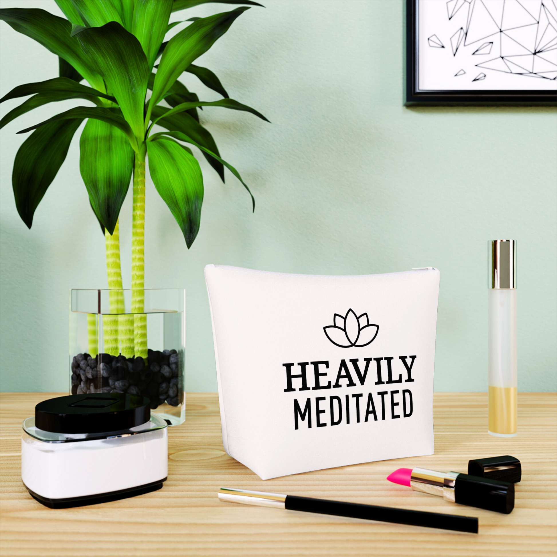 HEAVILY MEDITATED • Kosmetiktasche mit Yoga Spruch • Handtaschen Organizer • 100% Baumwolle 🌱 - YOGA SANTA