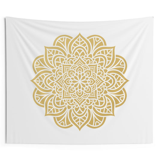 MANDALA GELBGOLD ORANGE • Wandtuch • Wandttepich • Wanddekor in v. Größen bis XXL