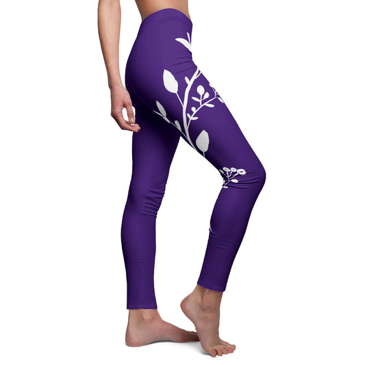 FLORALES BLUMENBLÄTTER MUSTER • Lila Violette Leggings für Sport & Alltag