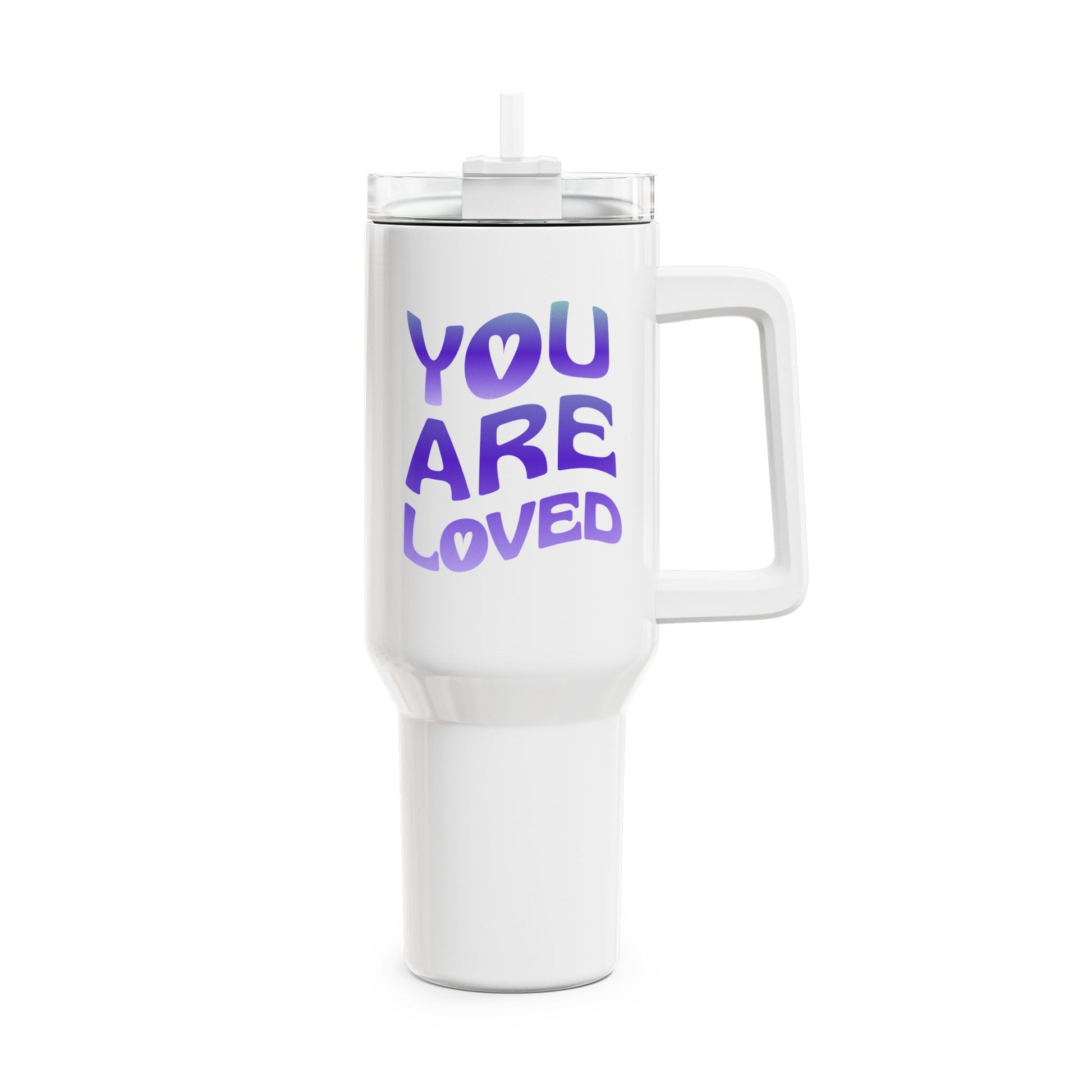 YOU ARE LOVED - Liebesbotschaft Spruch Liebesbeweis • Tumbler mit Henkel & Strohhalm • XXL Reisebecher 1,2L - YOGA SANTA