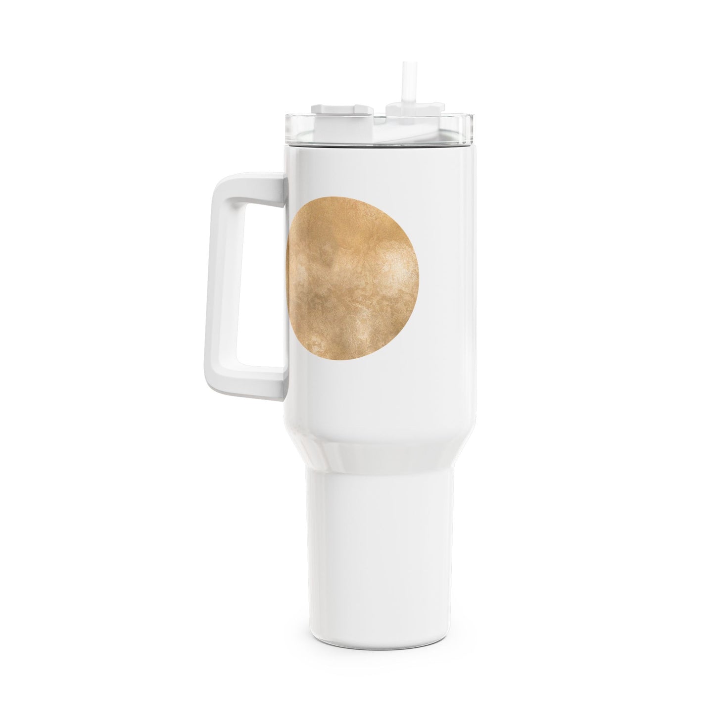 SONNE MOND GOLDOPTIK EDEL LUXURIÖS • Tumbler mit Henkel & Strohhalm • XXL Reisebecher 1,2L