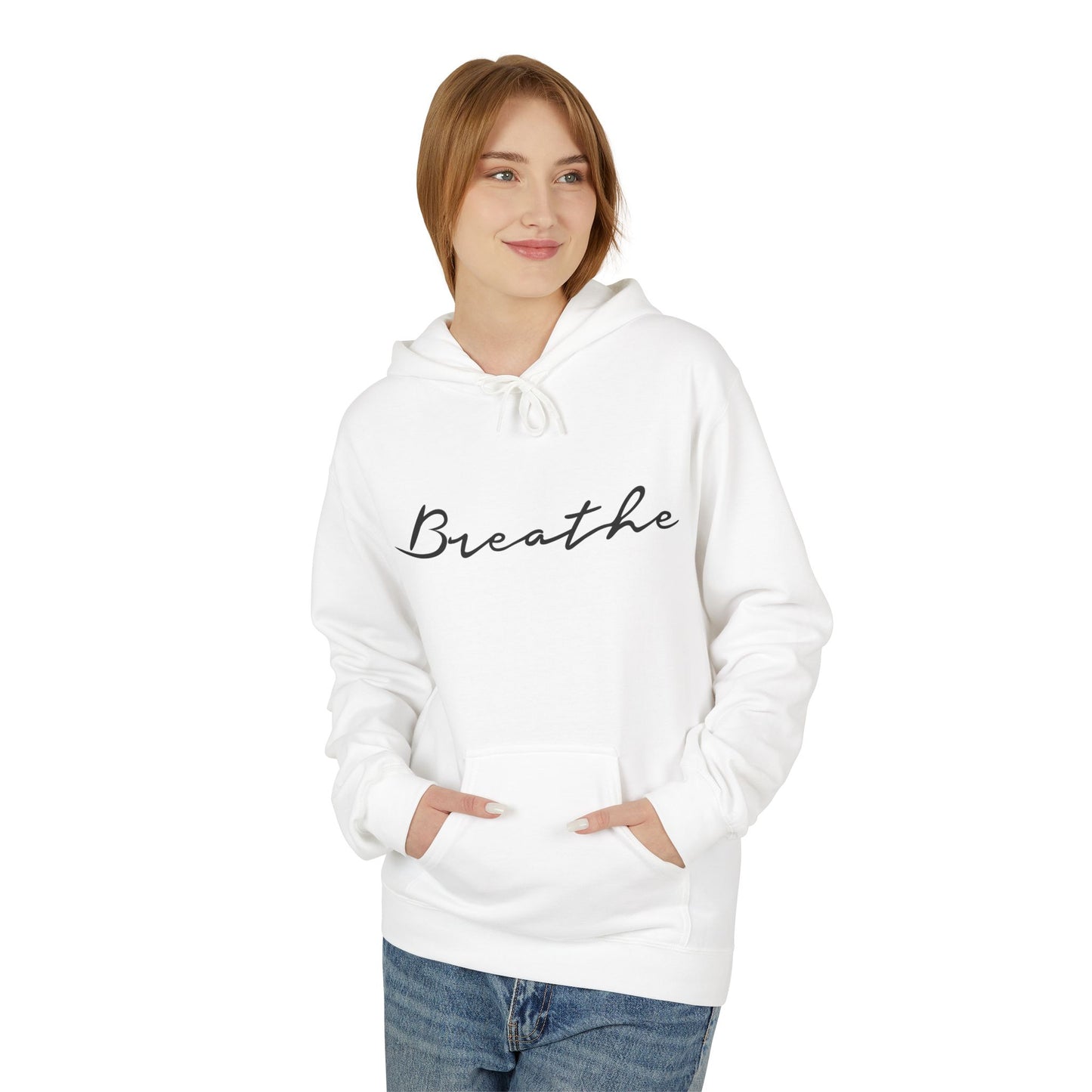 BREATHE YOGA SPRUCH ATEMMEDITATION • Minimalisitisches Design Kuschelweicher Hoodie für Damen & Herren Fitness • Baumwolle 🌿