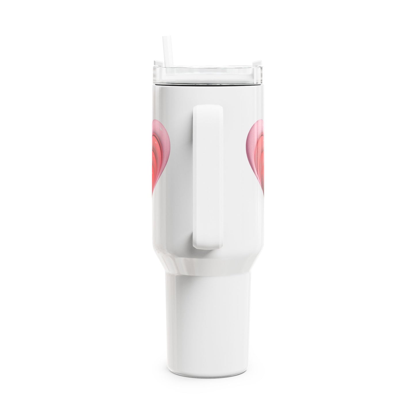 HERZ ROT 3D OPTISCHE ILLUSION • Tumbler mit Henkel & Strohhalm • XXL Reisebecher 1,2L