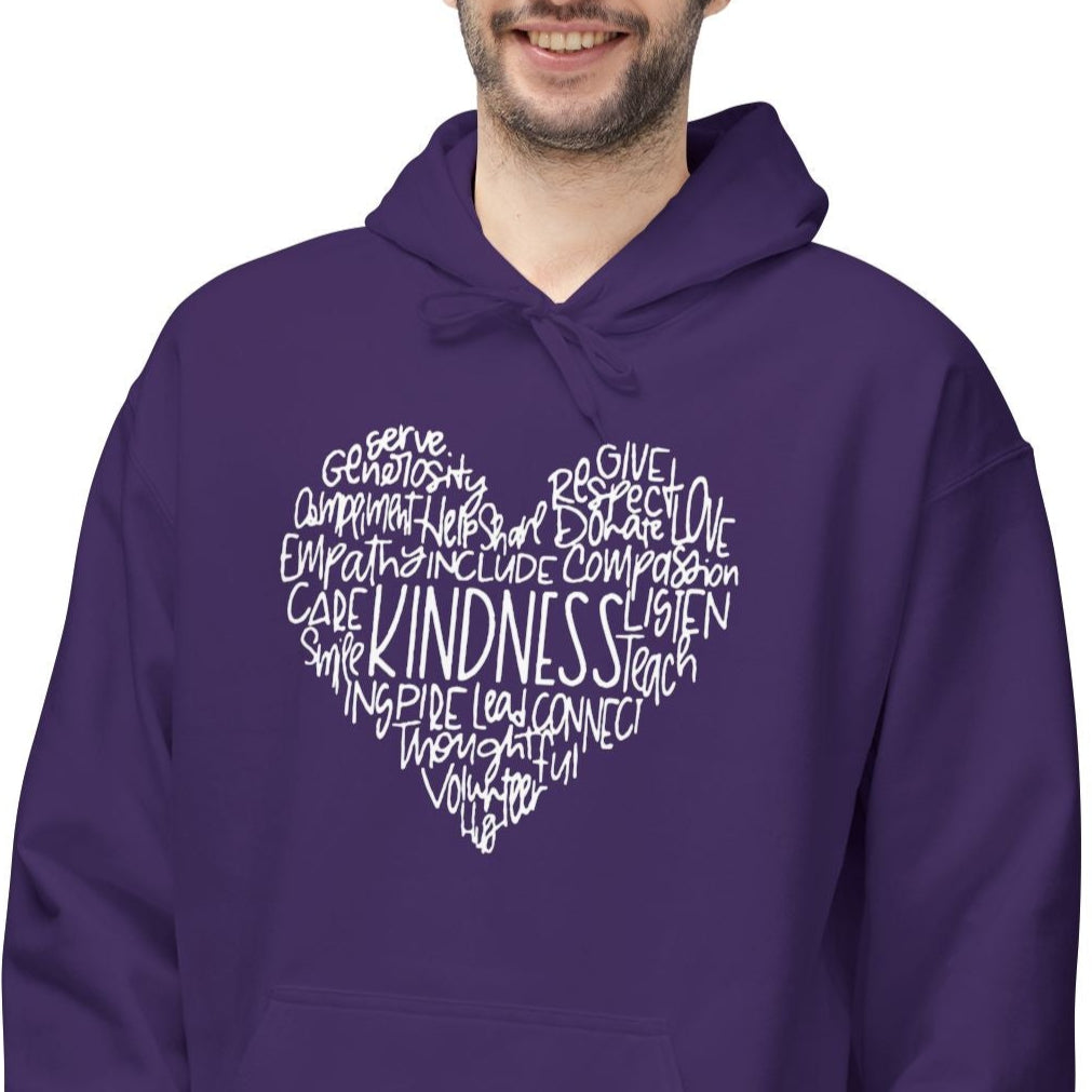 KINDNESS HERZ HERZCHEN BILD LOVE SCHRFIT LIEBESBEWEIS LIEBESBOTSCHAFT • Kuschelweicher Hoodie für Damen & Herren • Baumwolle 🌿