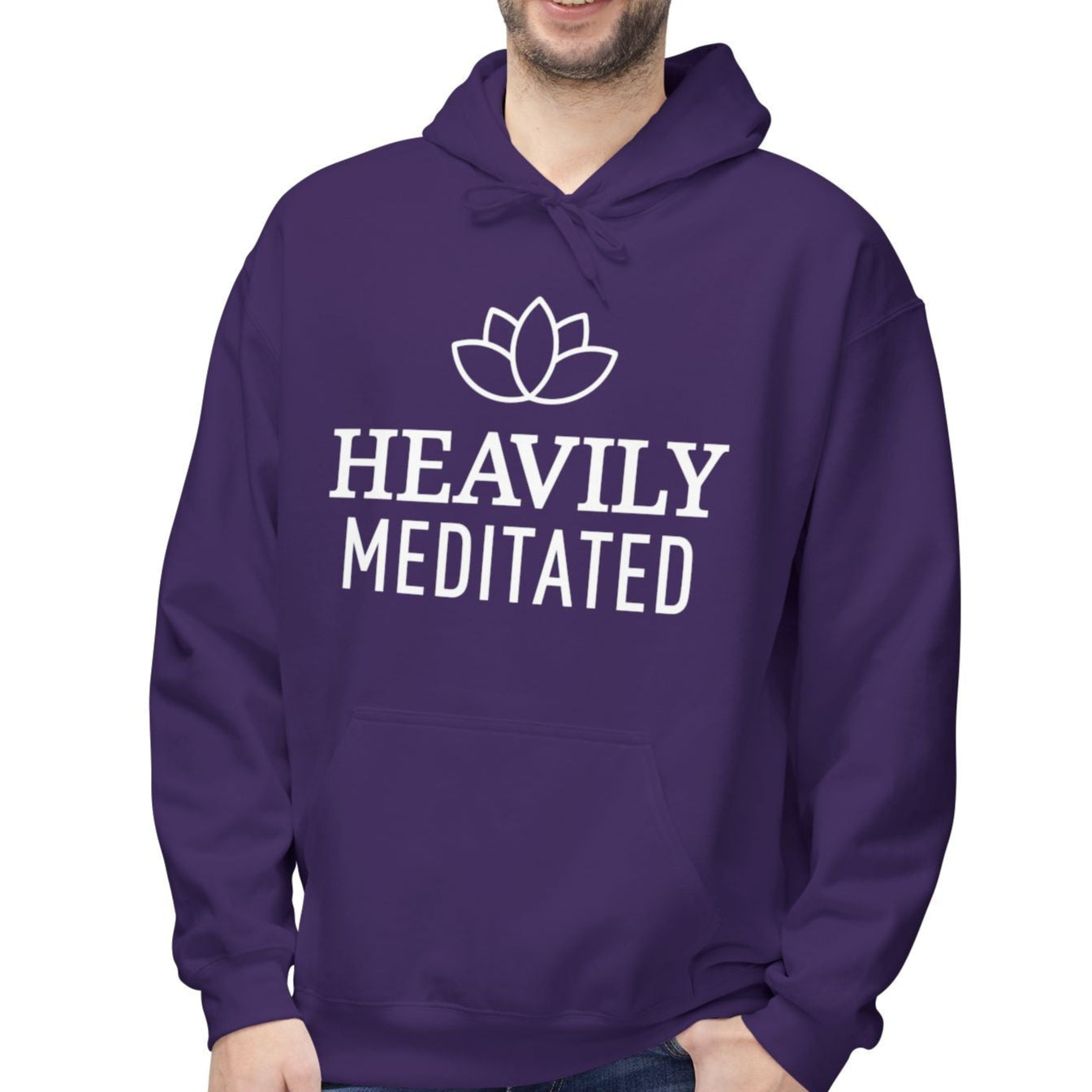 HEAVILY MEDITATED • LOTUSBLÜTE MINIMALISTISCHES DESIGN • Meditations Spruch Geschenkidee • Kuschelweicher Hoodie für Damen & Herren • Baumwolle 🌿 - YOGA SANTA
