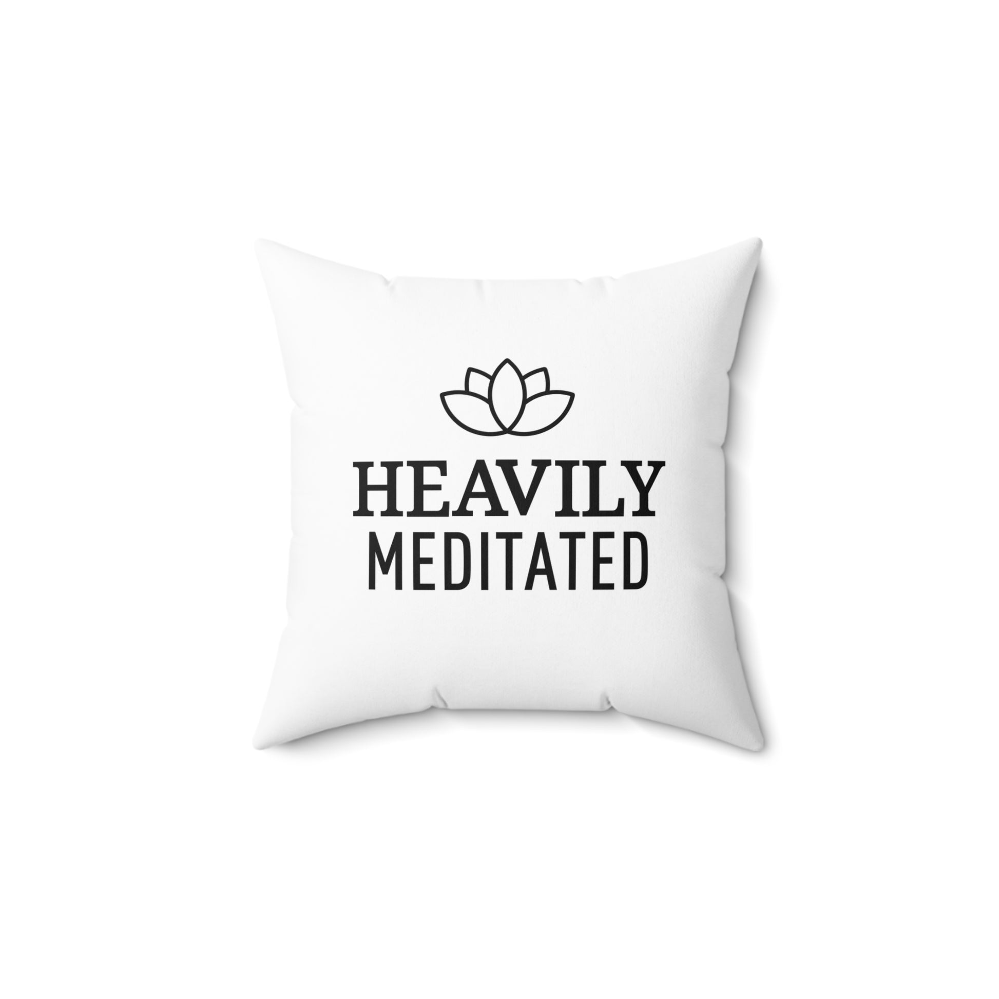HEAVILY MEDITATED - LOTUSBLÜTE • Yoga Meditations Deko Kissen mit Reißverschluss Quadratisch Weiss - YOGA SANTA