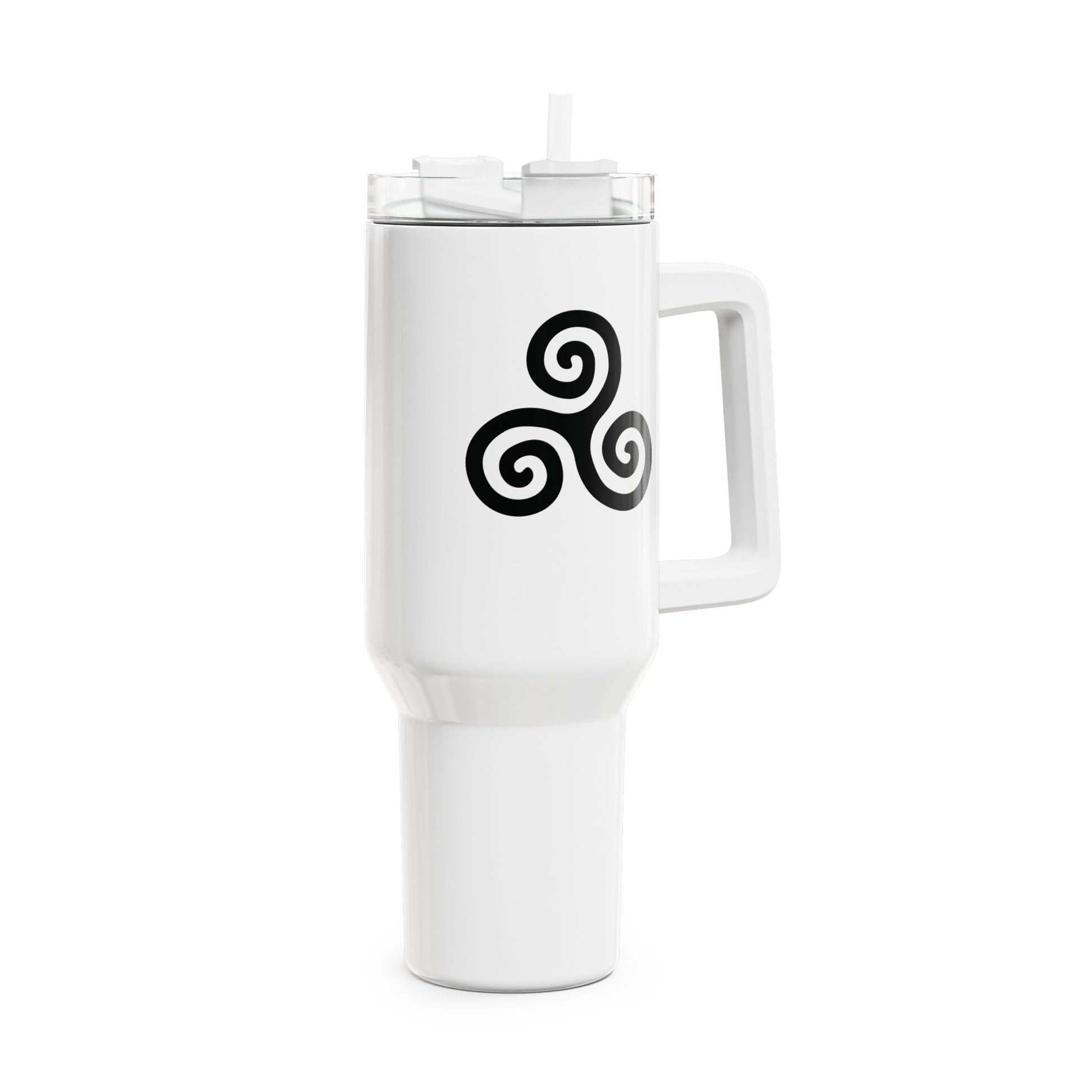 TRISKELE TRISKELION - KÖRPER GEIST SEELE • Tumbler mit Henkel & Strohhalm • XXL Reisebecher 1,2L - YOGA SANTA